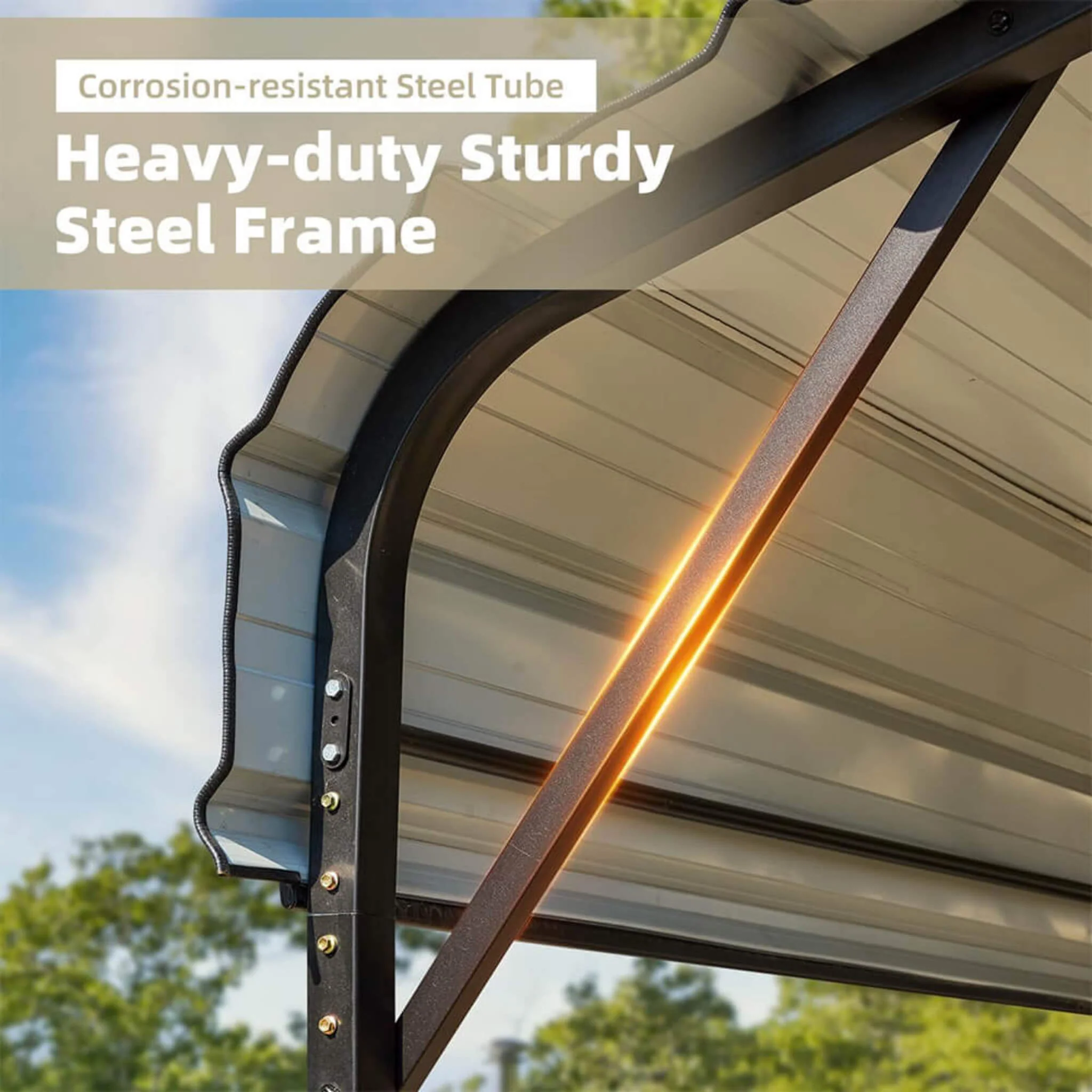 [20x40FT] Extra Large Heavy Duty Four Car Outdoor Metal Carport Canopy For Trucks, Boats And SUVs - Image 8