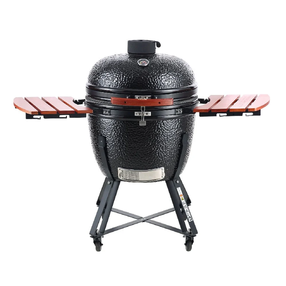 24" Ceramic Portable Round Outdoor Barbecue Smoker Grill For Patio (93820572) - Image 13