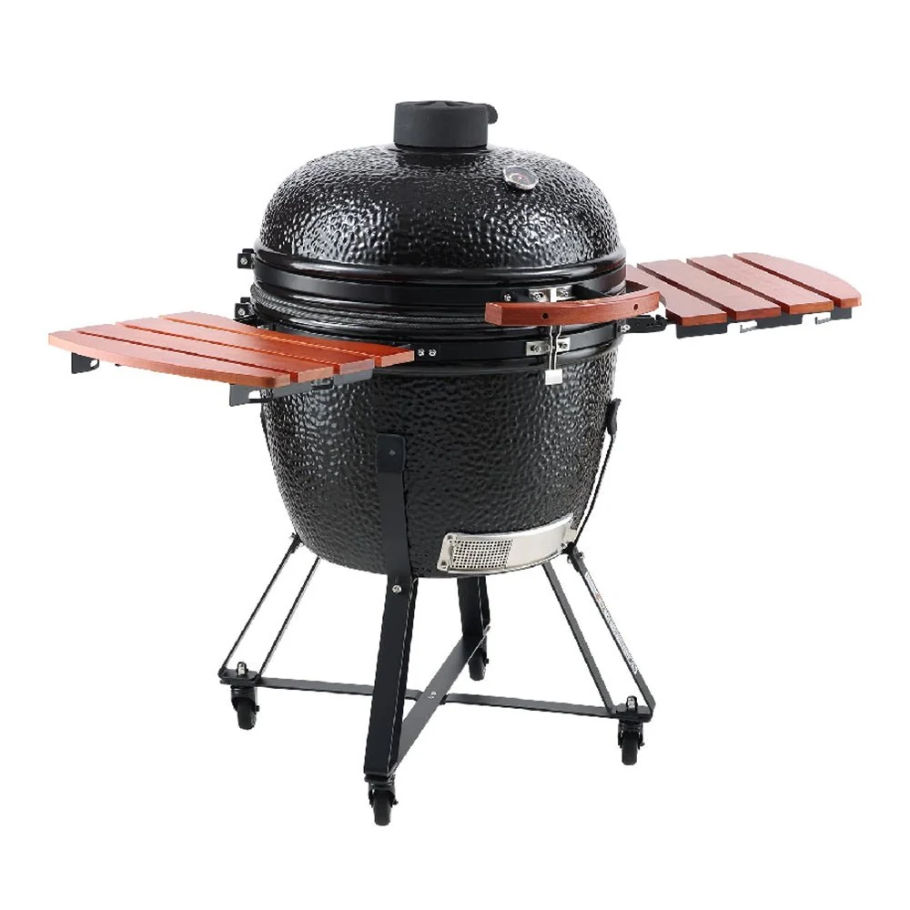 24" Ceramic Portable Round Outdoor Barbecue Smoker Grill For Patio (93820572) - Image 7