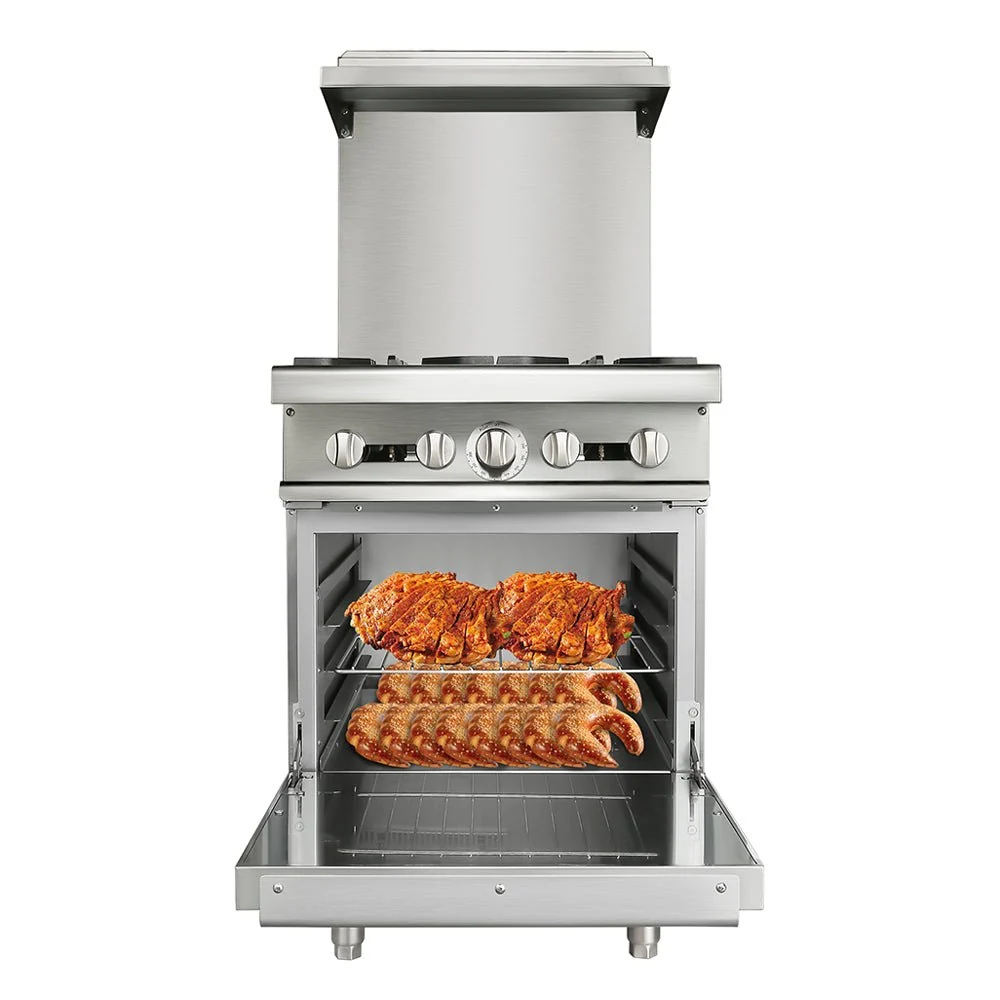 24 Inch Commercial Restaurant Kitchen 4 Burner Range W/ Standard Oven (97163042) - Image 2