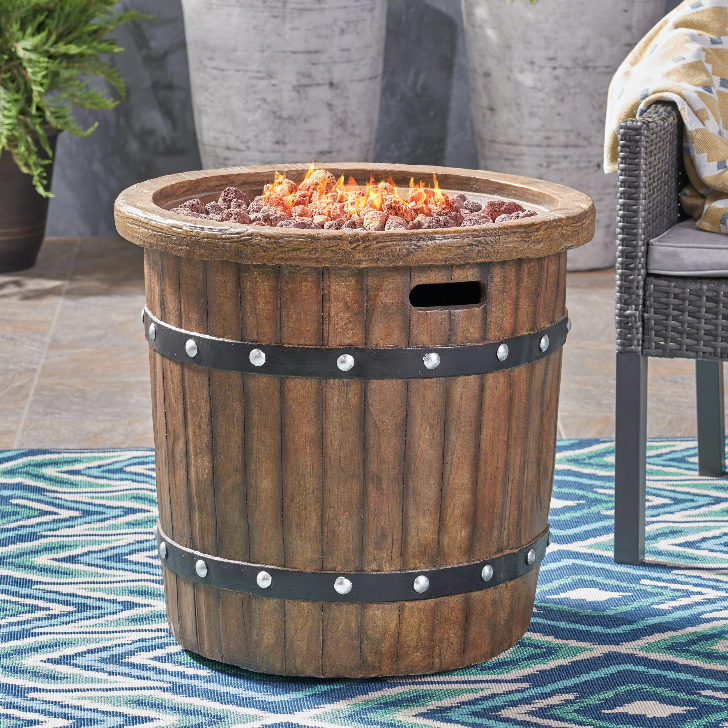 25" Round 40K BTU Liquid Propance Concrete Fire Pit (SAK88764) - Image 12
