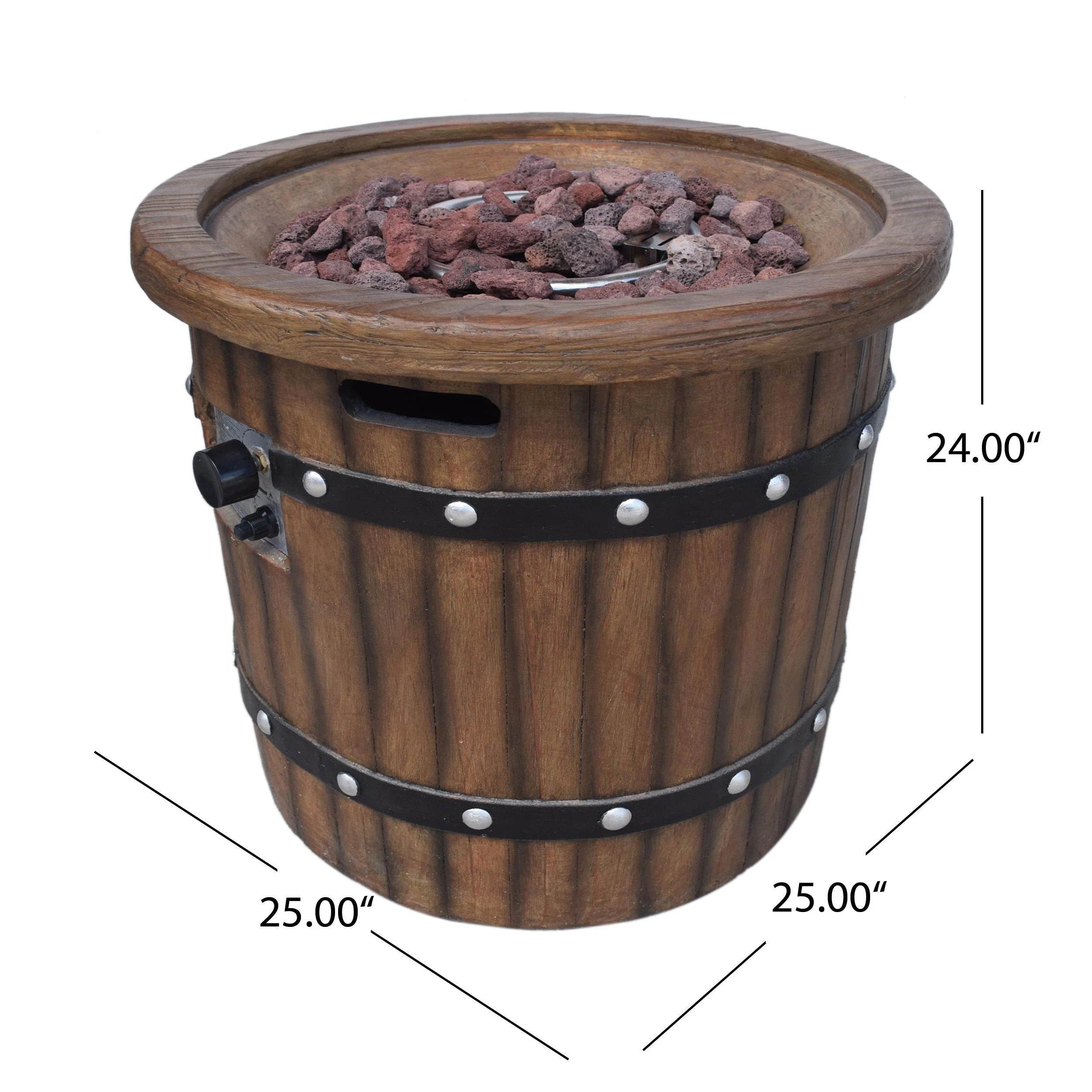 25" Round 40K BTU Liquid Propance Concrete Fire Pit (SAK88764) - Image 15
