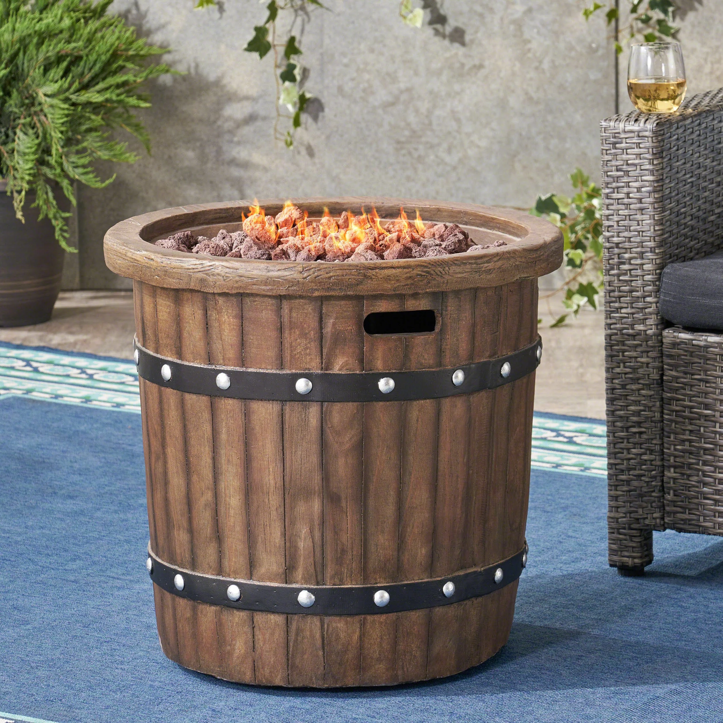 25" Round 40K BTU Liquid Propance Concrete Fire Pit (SAK88764) - Image 4