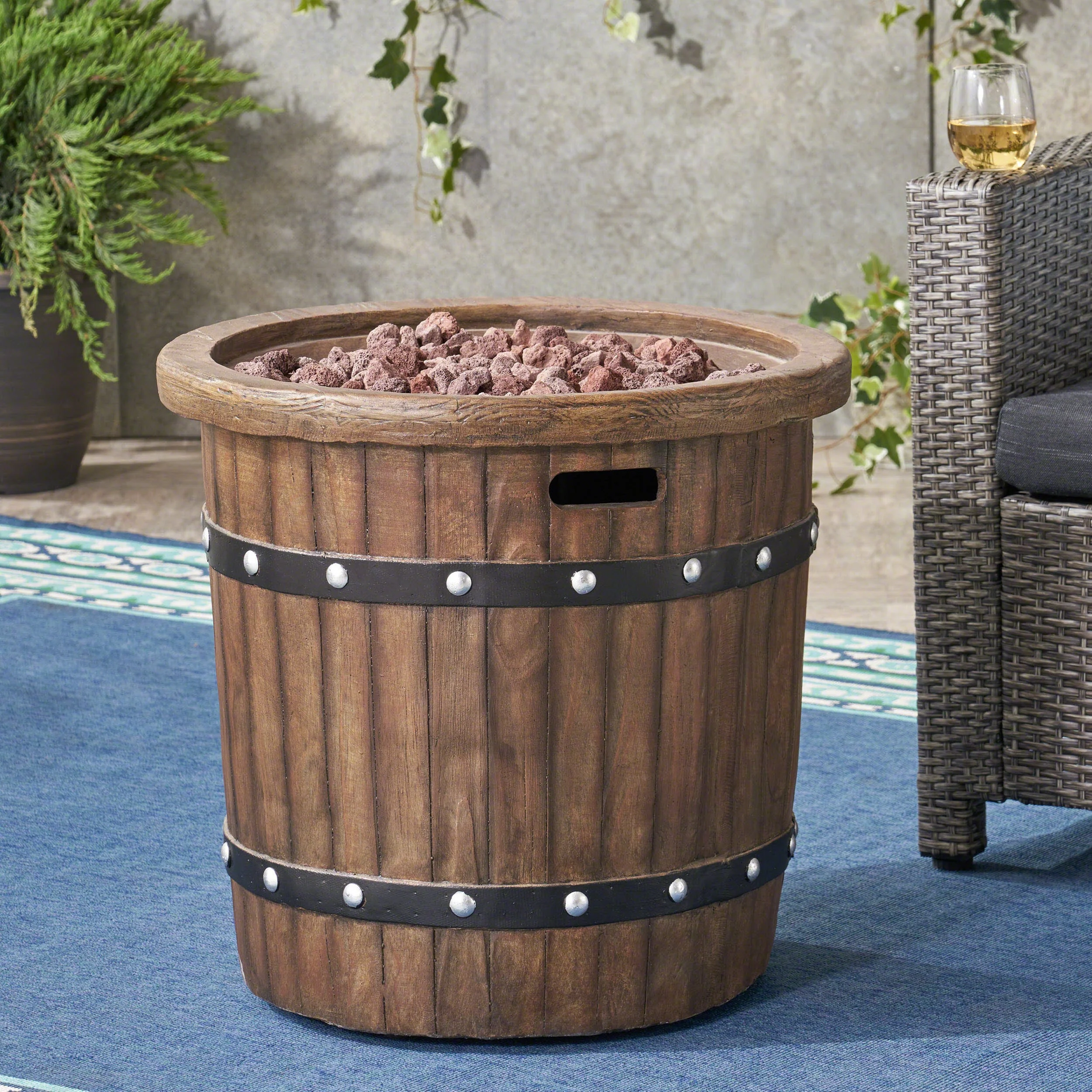25" Round 40K BTU Liquid Propance Concrete Fire Pit (SAK88764) - Image 9