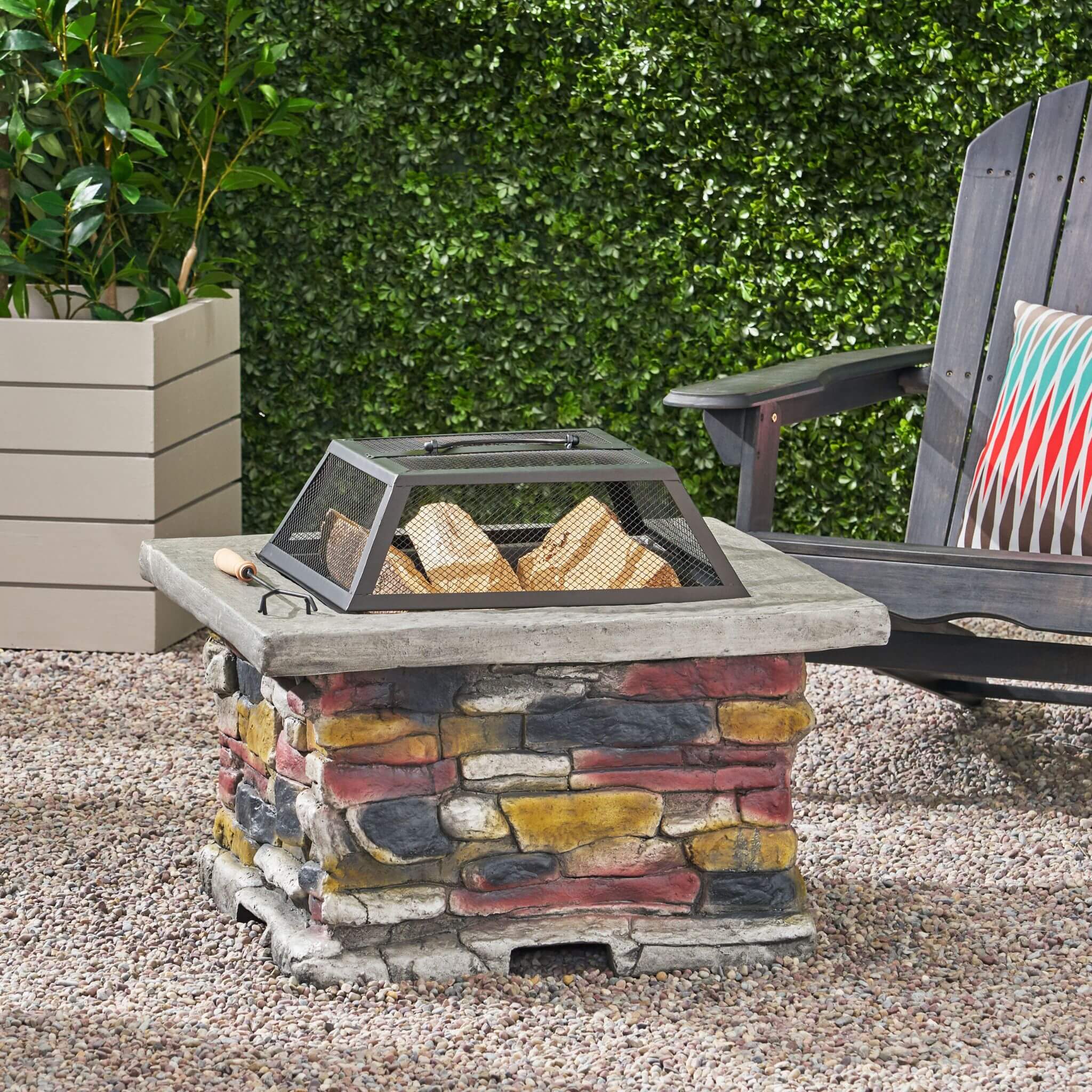 28" Premium Outdoor Wood Burning Magnesium Oxide Fire Pit With Lid (SAK75214) - Image 12