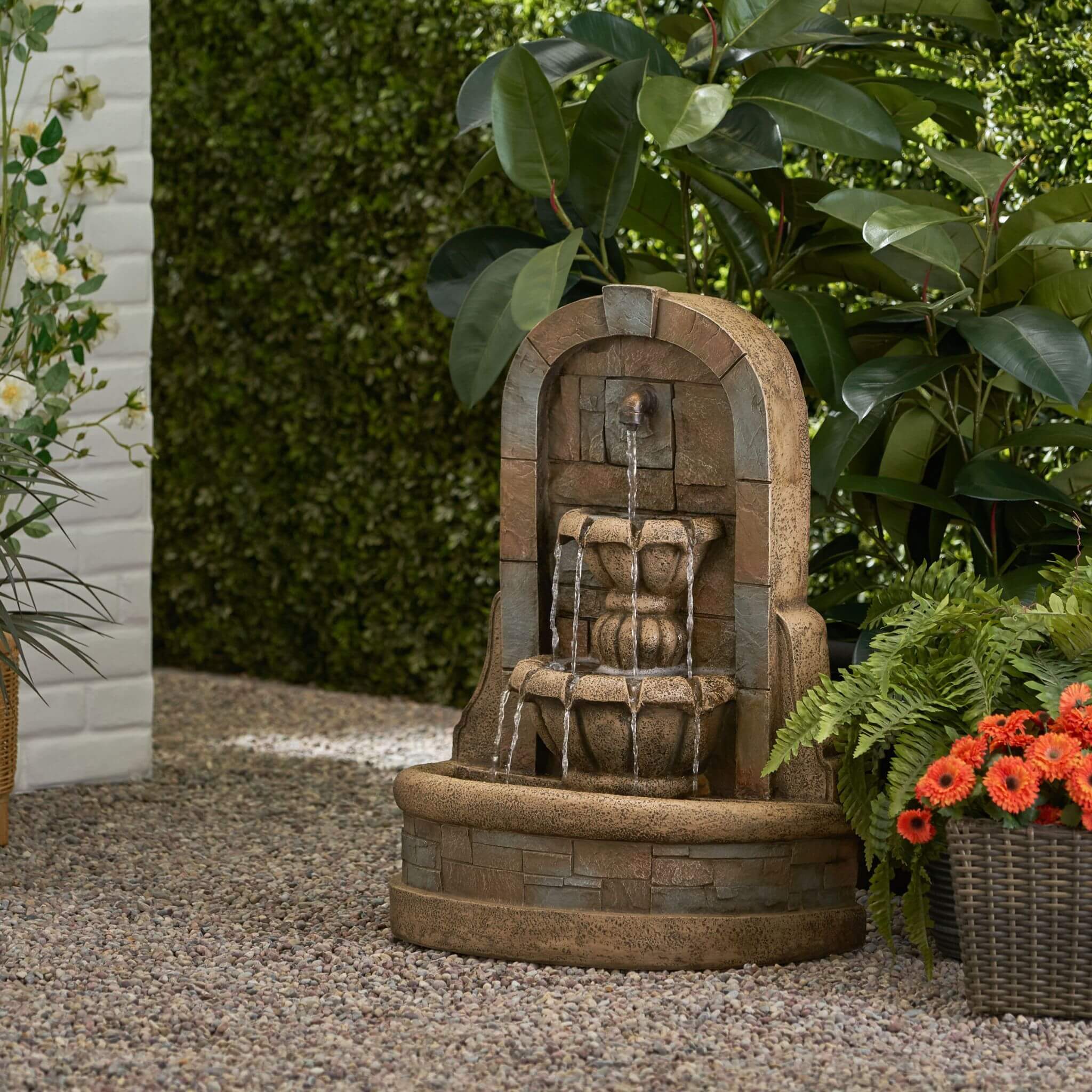 29" Tall Outdoor Weather-Resistant Faux Stone Floor Fountain (SAK63421) - Image 3