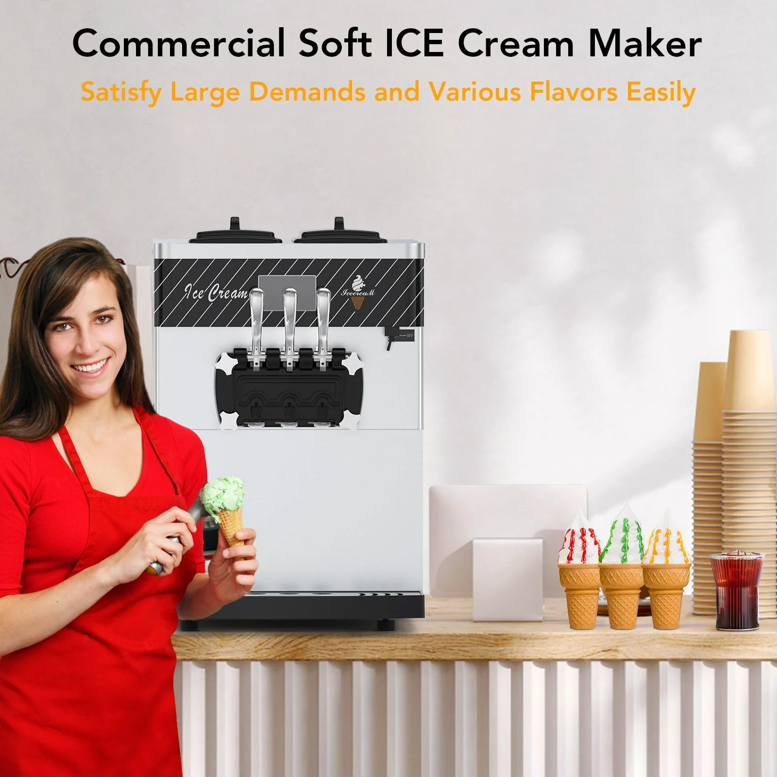 3 Flavor Soft Serve Commercial Ice Cream Maker Machine (97582146) - Image 5
