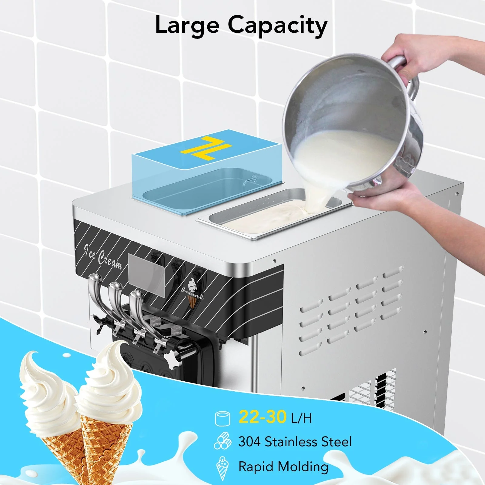 3 Flavor Soft Serve Commercial Ice Cream Maker Machine (97582146) - Image 9