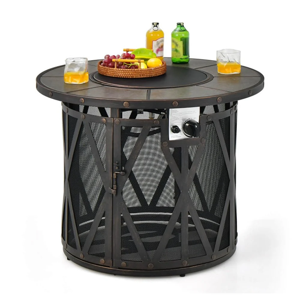 30K BTU Premium Outdoor Patio Gas Fire Pit Table With Fire Glass And Cover, 32" (96517432) - Image 3
