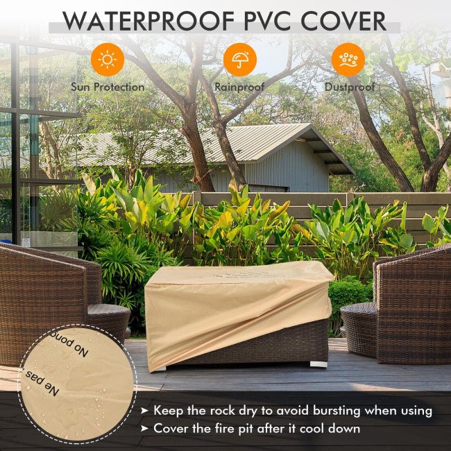 32" Propane Rattan Fire Pit Table Set W/ Side Table Tank & Cover (90165397) - Image 11