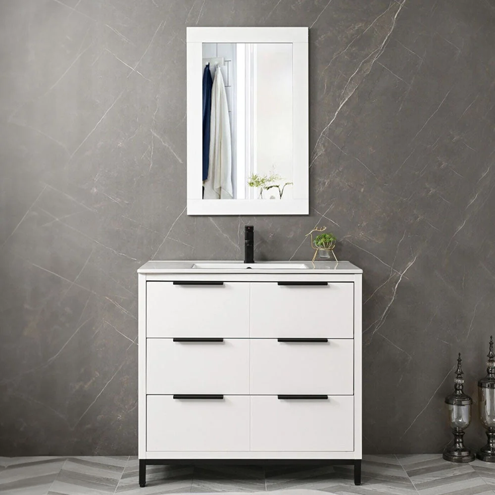 36'' Bathroom Vanity Set With Ceramic Sinks And MDF Drawer Cabinets (94283517)