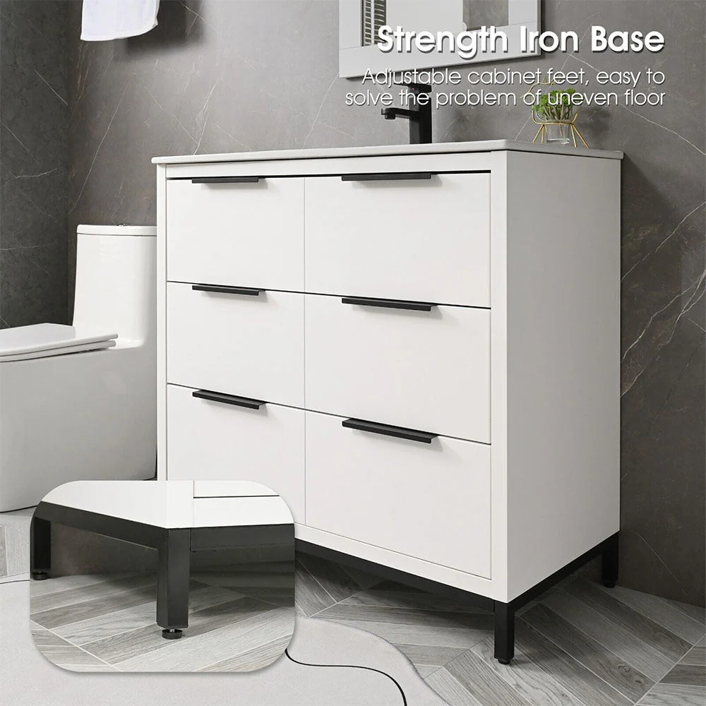 36'' Bathroom Vanity Set With Ceramic Sinks And MDF Drawer Cabinets (94283517) - Image 7