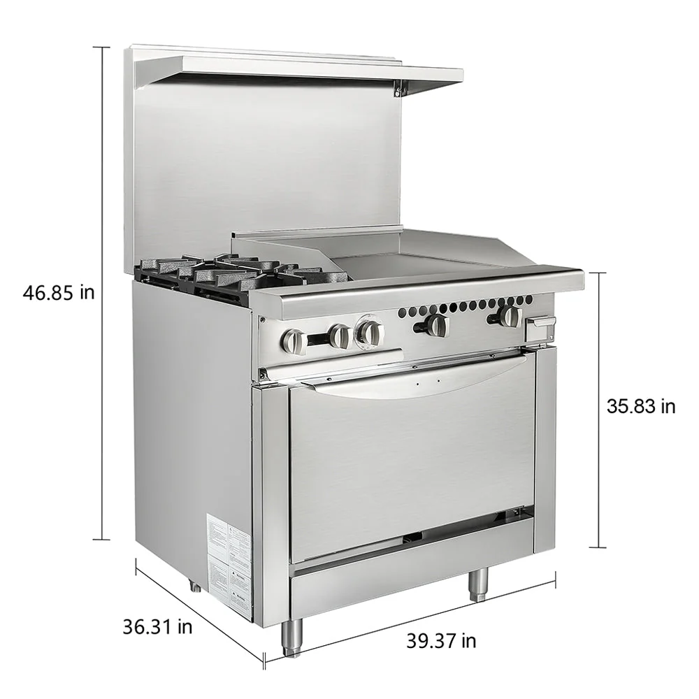36 Inch Commercial Liquid Gas Restaurant 2 Burner Range With Standard Oven (91035746) - Image 4