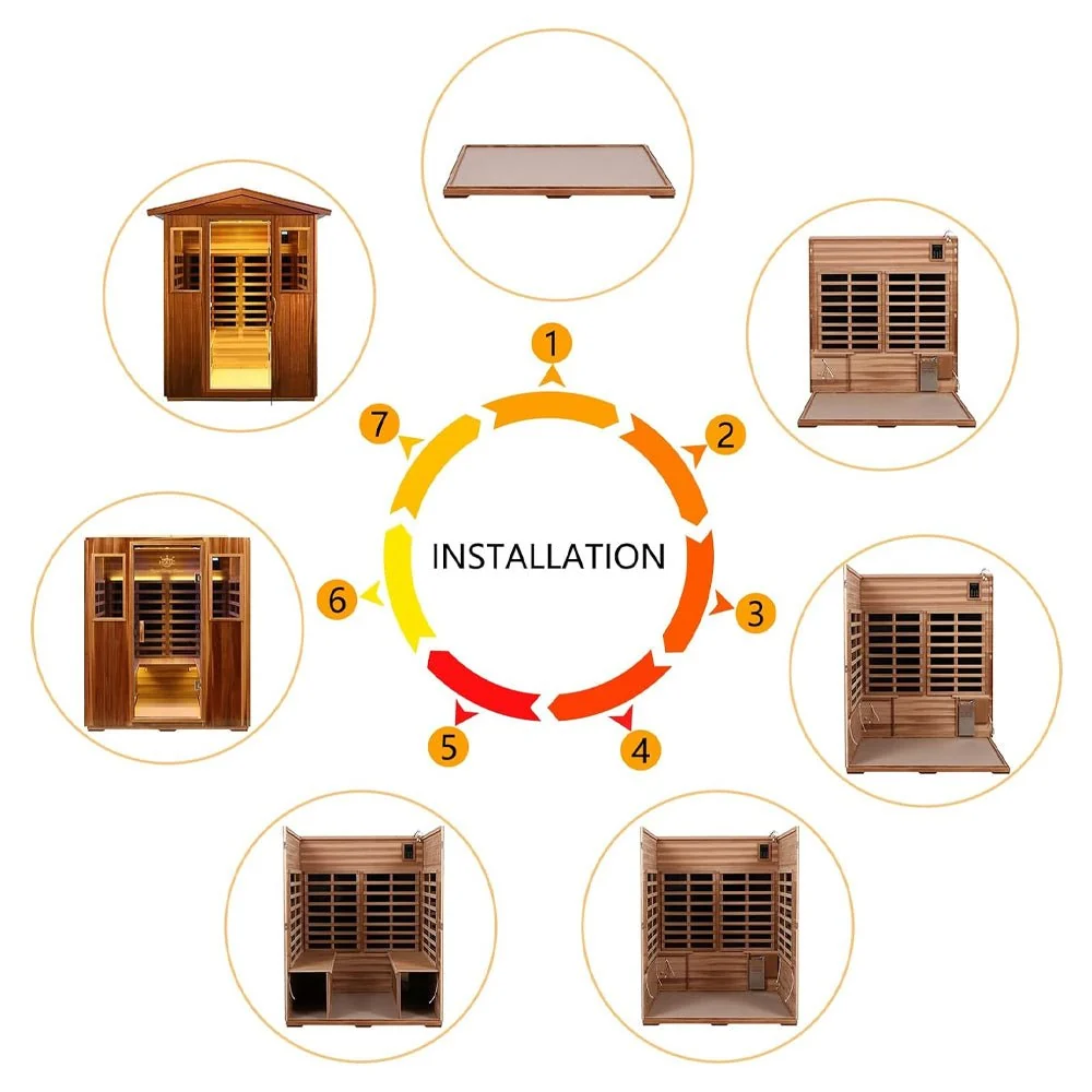 4-Person Luxury Low EMF Outdoor FAR Infrared Home Sauna With Bluetooth Audio, 2050W (96415372) - Image 4