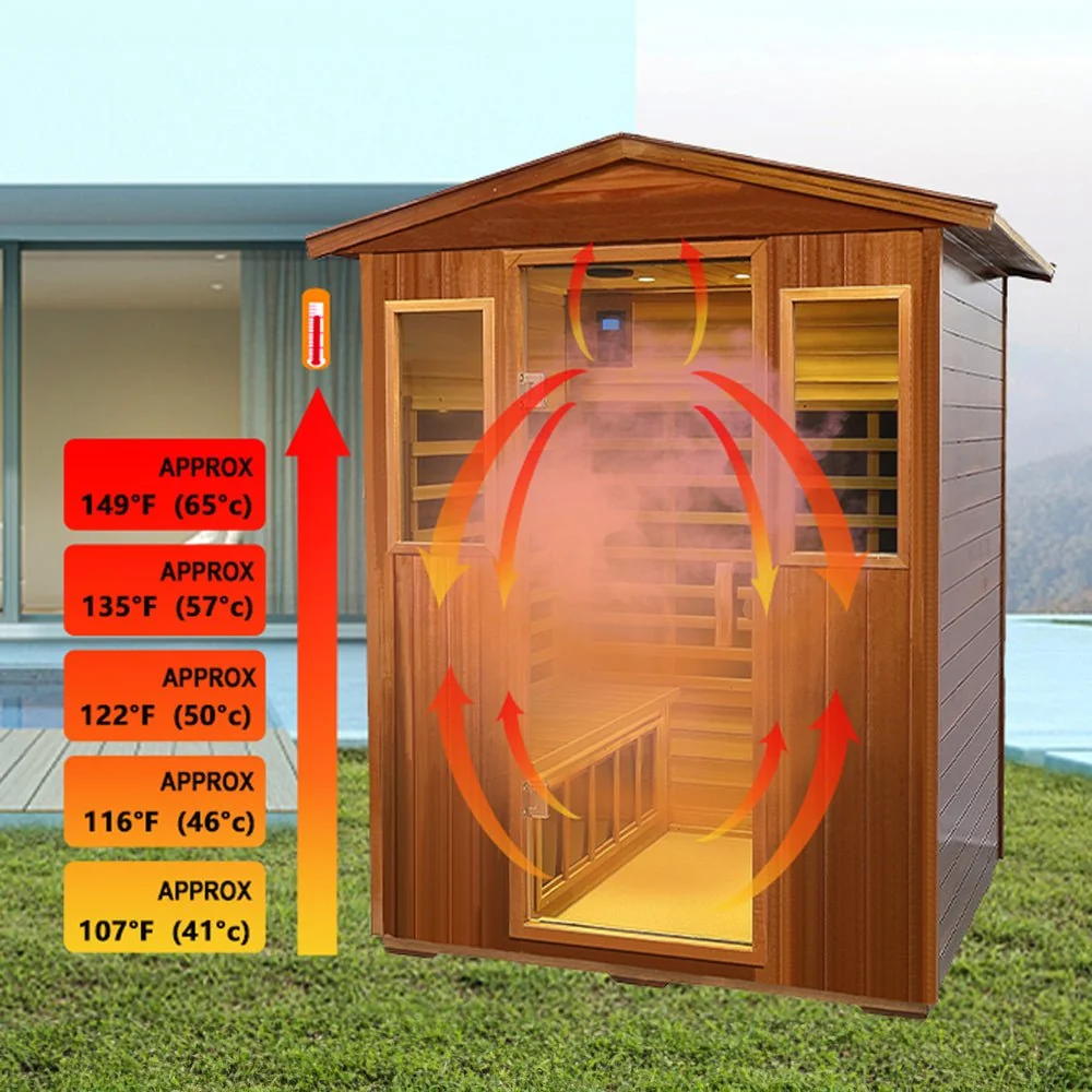 4-Person Luxury Low EMF Outdoor FAR Infrared Home Sauna With Bluetooth Audio, 2050W (96415372) - Image 8