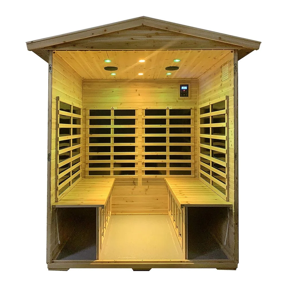4-Person Outdoor Infrared Hemlock Sauna With Bluetooth Speakers & LED Lighting (96371524) - Image 2