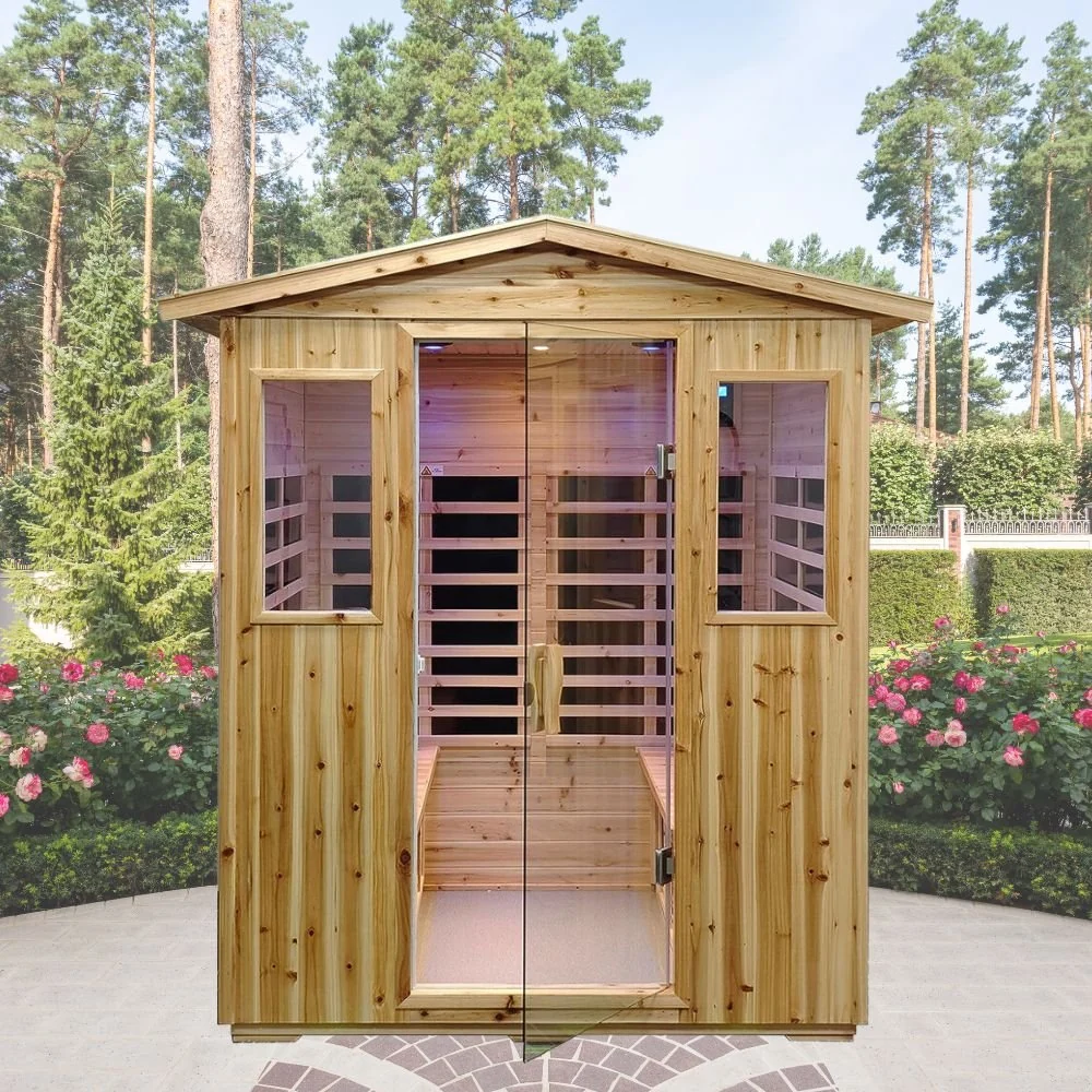 4-Person Outdoor Infrared Hemlock Sauna With Bluetooth Speakers & LED Lighting (96371524) - Image 6