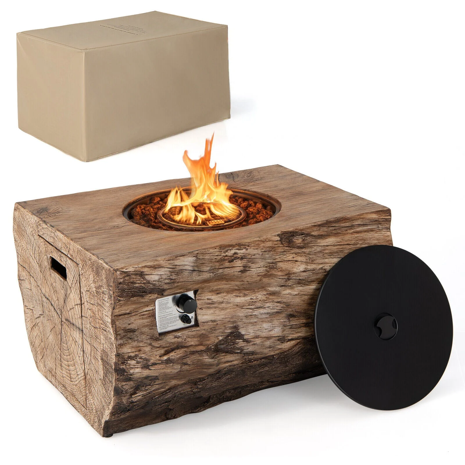 40" Rectangular Propane Fire Pit Table W/ Rocks & Gas Kit, 50K BTU (95421411) - Image 11