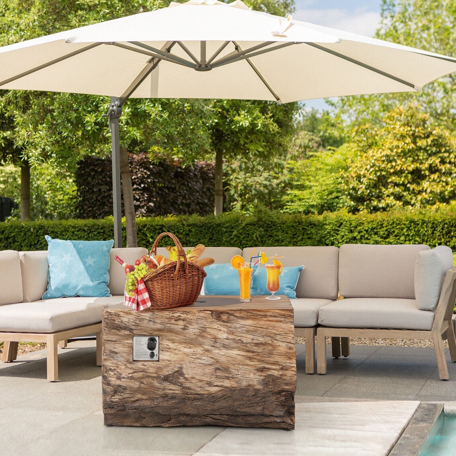 40" Rectangular Propane Fire Pit Table W/ Rocks & Gas Kit, 50K BTU (95421411) - Image 3