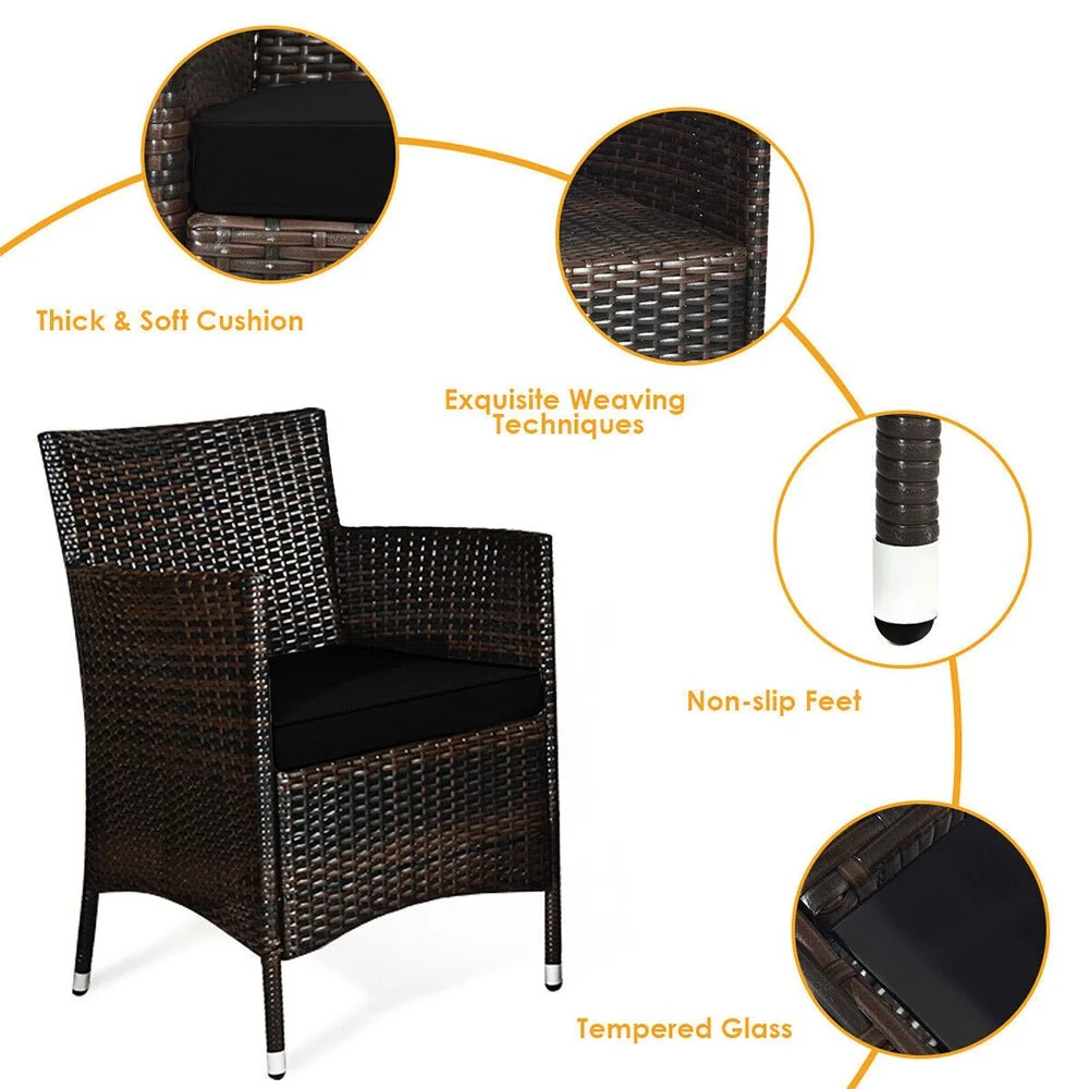 4PCS Outdoor Rattan Patio Furniture Set With Cushions & Coffee Table (92175463) - Image 9