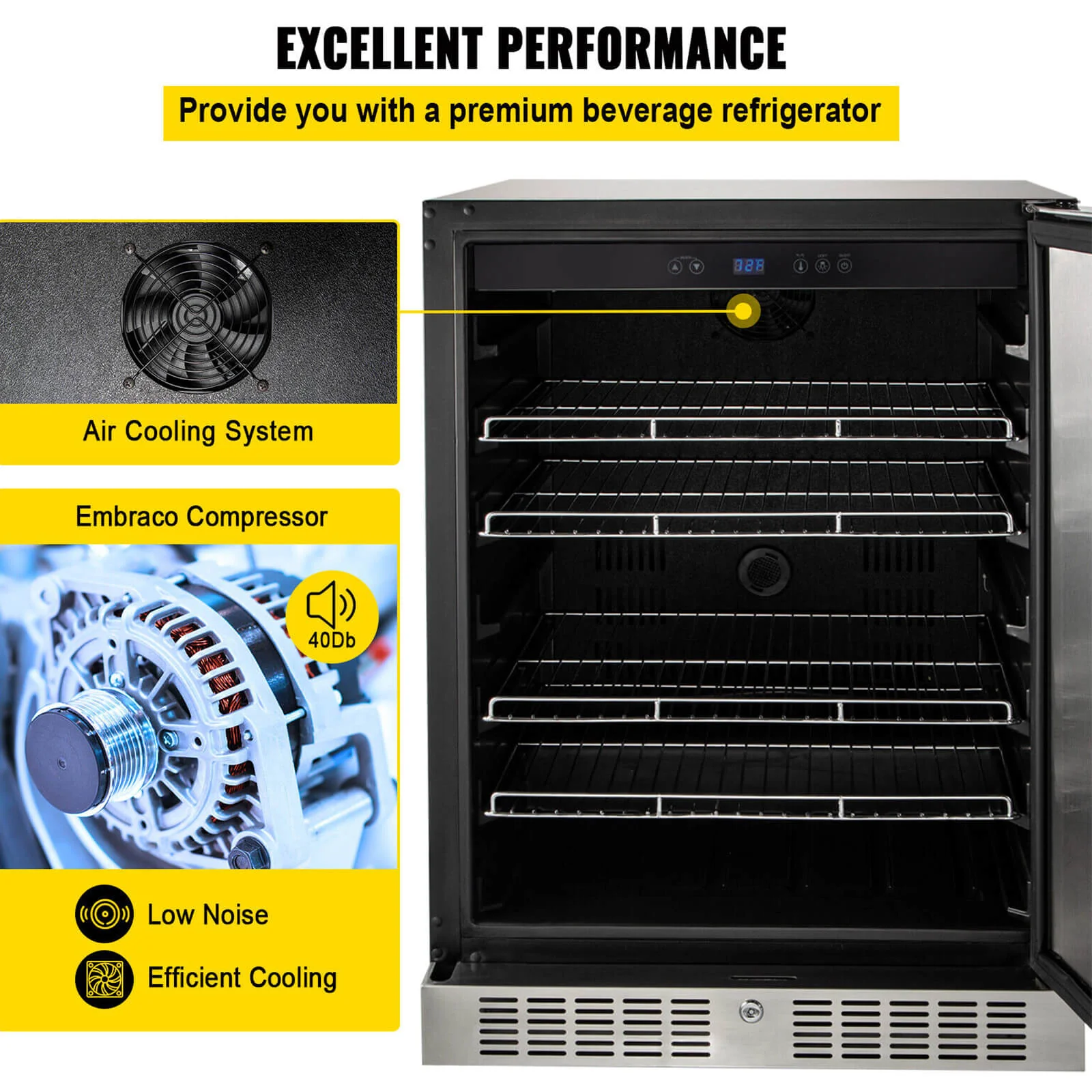 5.3 Cu. Ft. Outdoor Built-In Undercounter Beverage Cooler Refrigerator, 150L (92785107) - Image 4