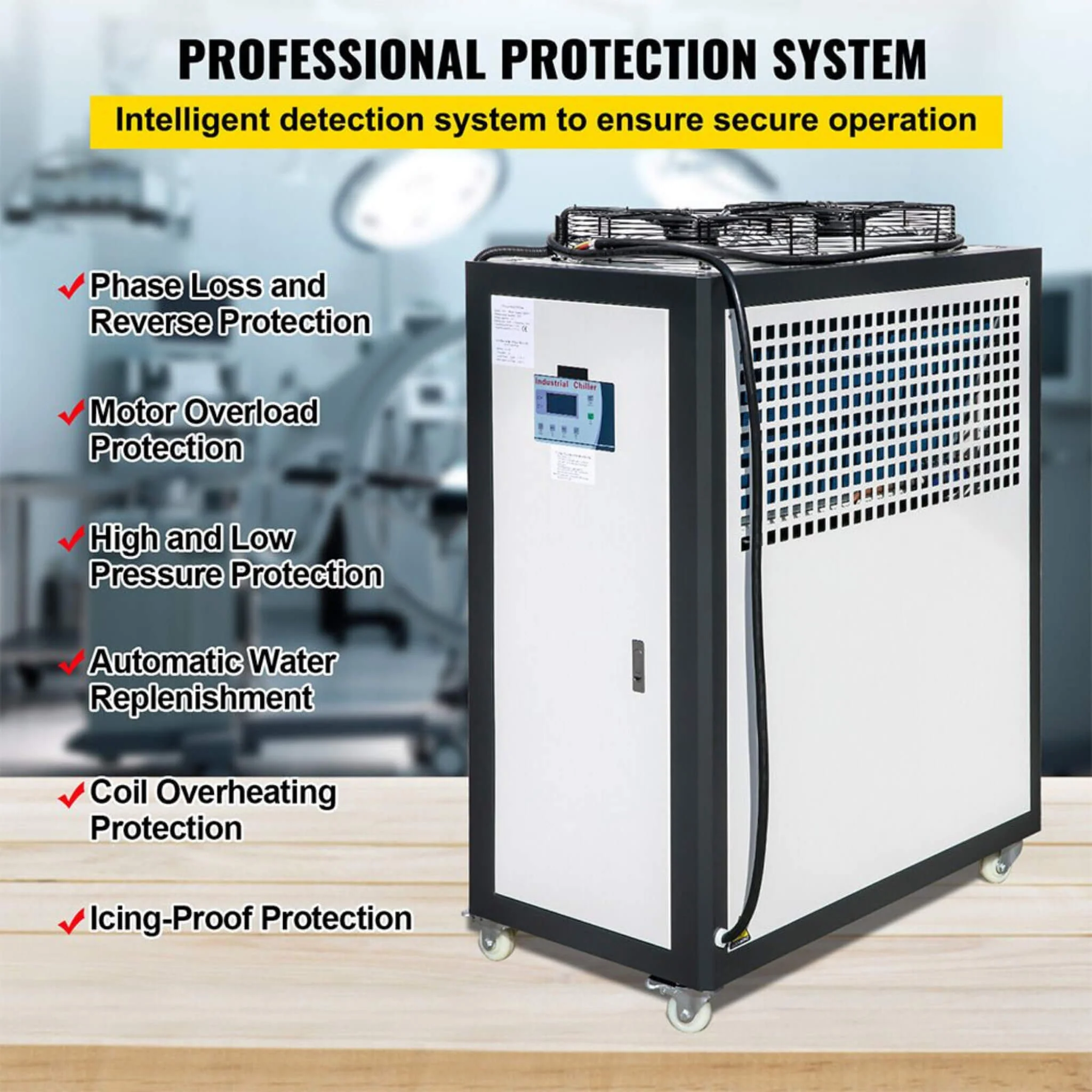 5 Ton Smart Air-Cooled SS Industrial Water Chiller With LCD Display & 53L Water Tank, 5HP - Image 7
