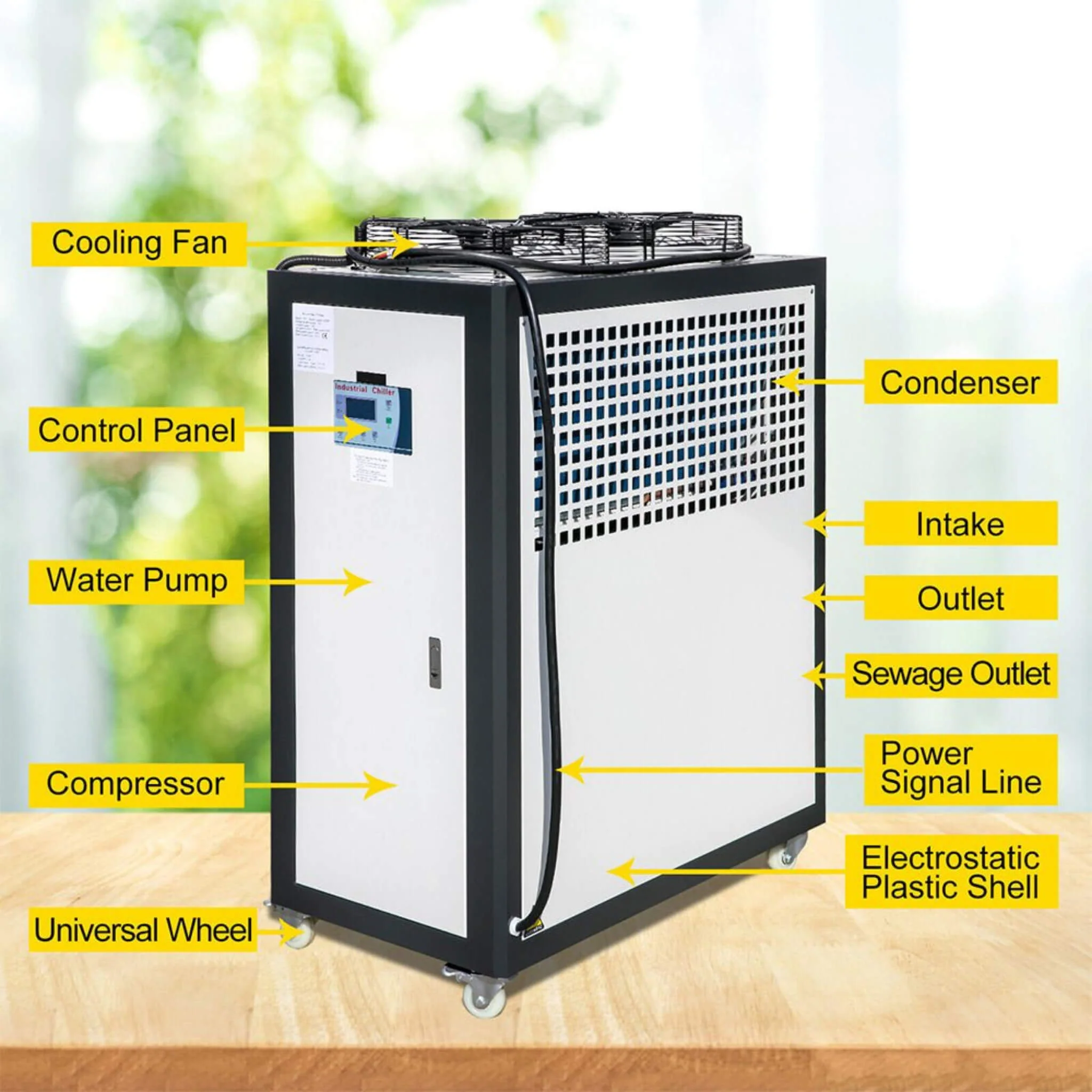 5 Ton Smart Air-Cooled SS Industrial Water Chiller With LCD Display & 53L Water Tank, 5HP - Image 9