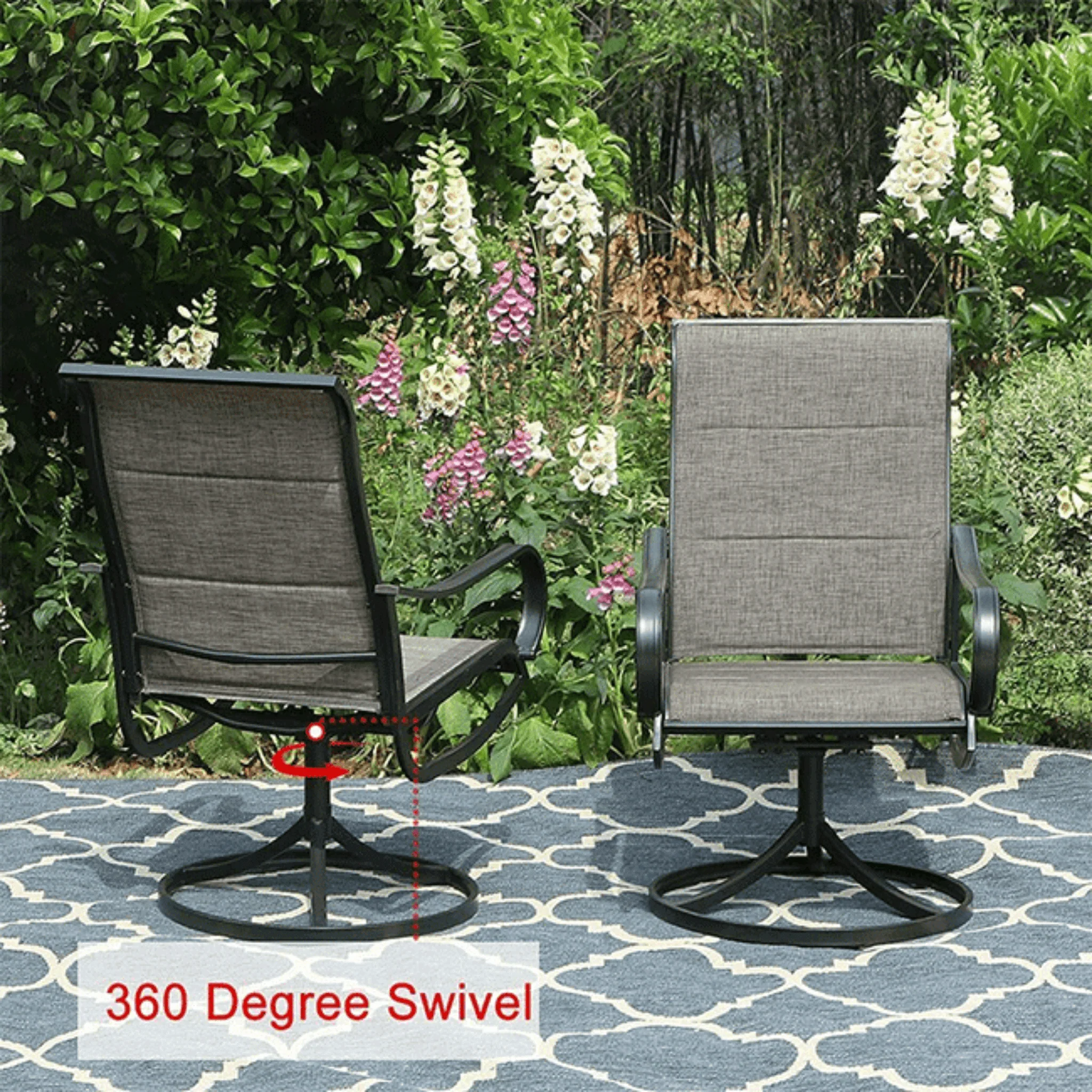 50K BTU Propane Gas Fire Pit Table Set W/ Swivel Chairs, 5PCS - Image 10