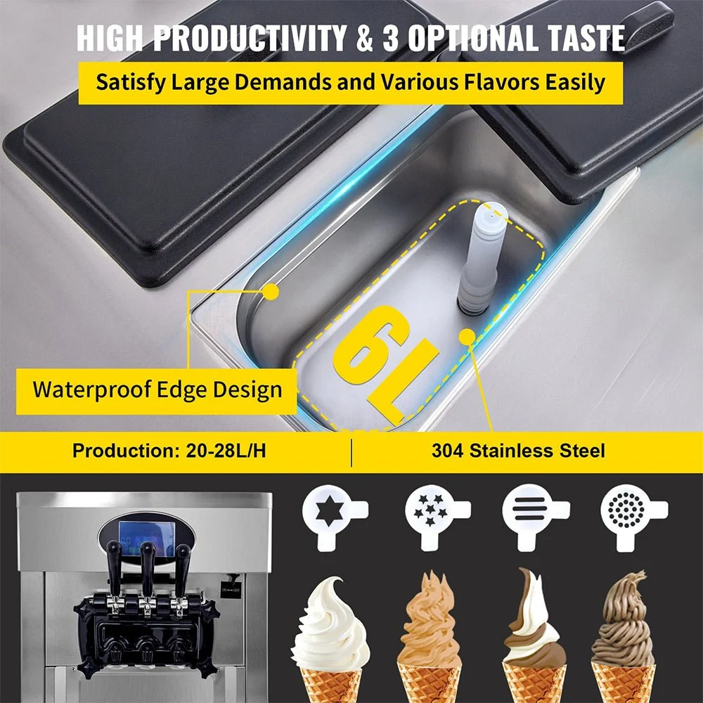 53" Freestanding 3 Flavors Commercial Soft Serve Yogurt Ice Cream Machine Maker With Auto Clean (92574031) - Image 4