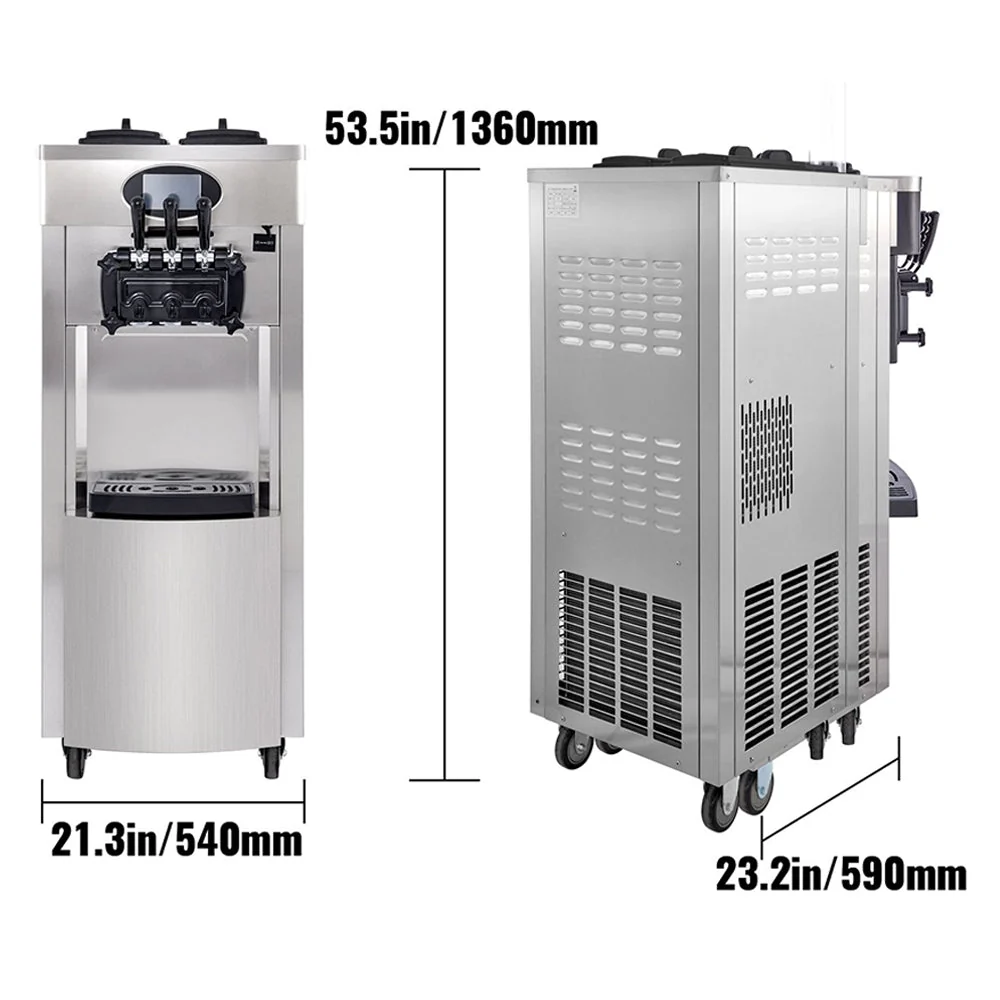 53" Freestanding 3 Flavors Commercial Soft Serve Yogurt Ice Cream Machine Maker With Auto Clean (92574031) - Image 6