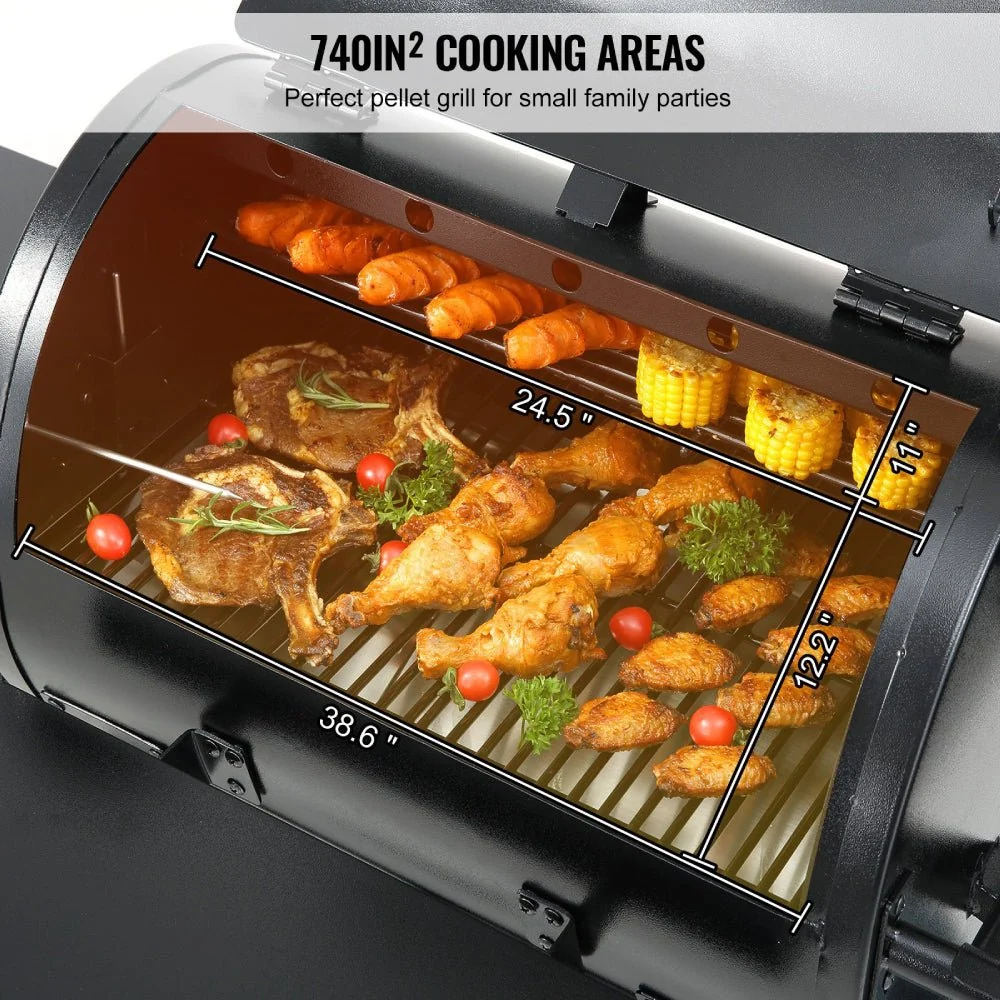 53" Heavy Duty Portable Wood Pellet BBQ Grill With Cart (93641572) - Image 12
