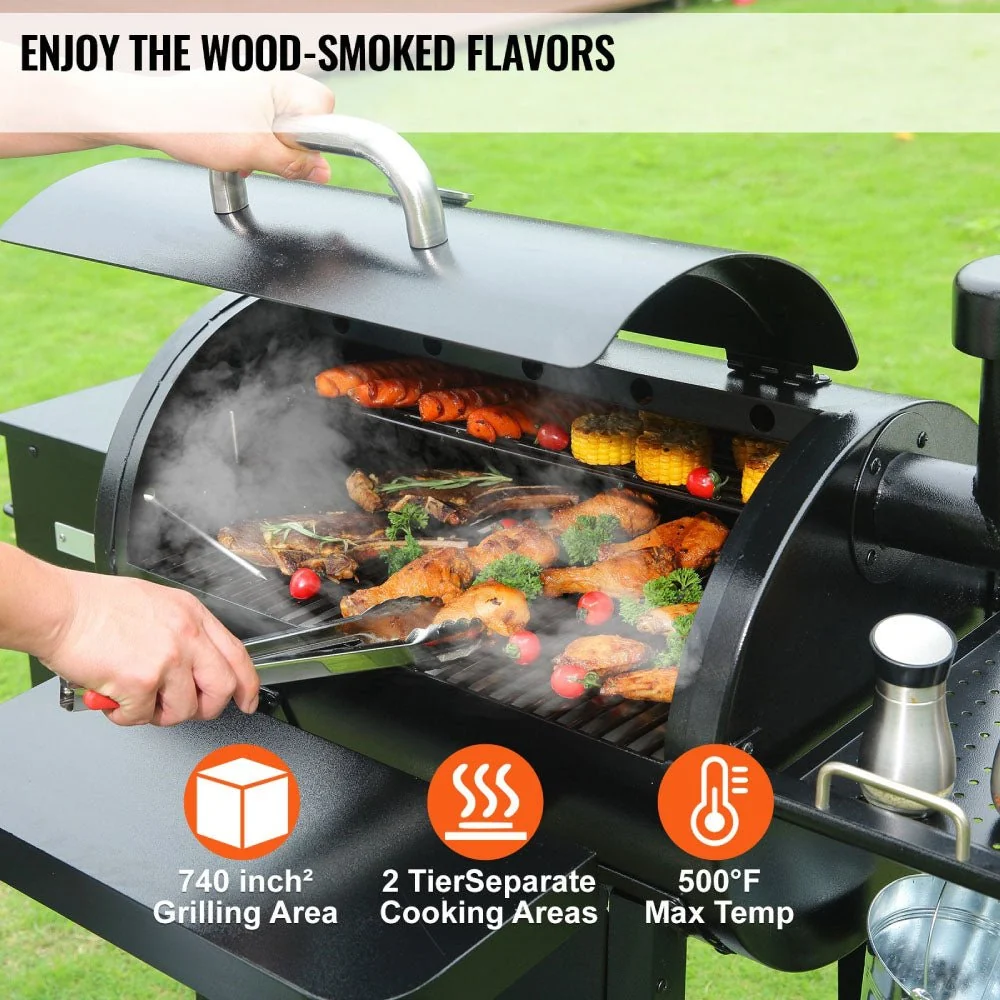 53" Heavy Duty Portable Wood Pellet BBQ Grill With Cart (93641572) - Image 2