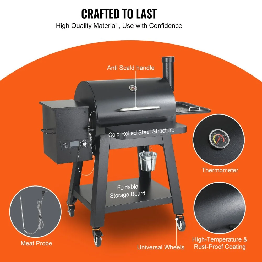 53" Heavy Duty Portable Wood Pellet BBQ Grill With Cart (93641572) - Image 4