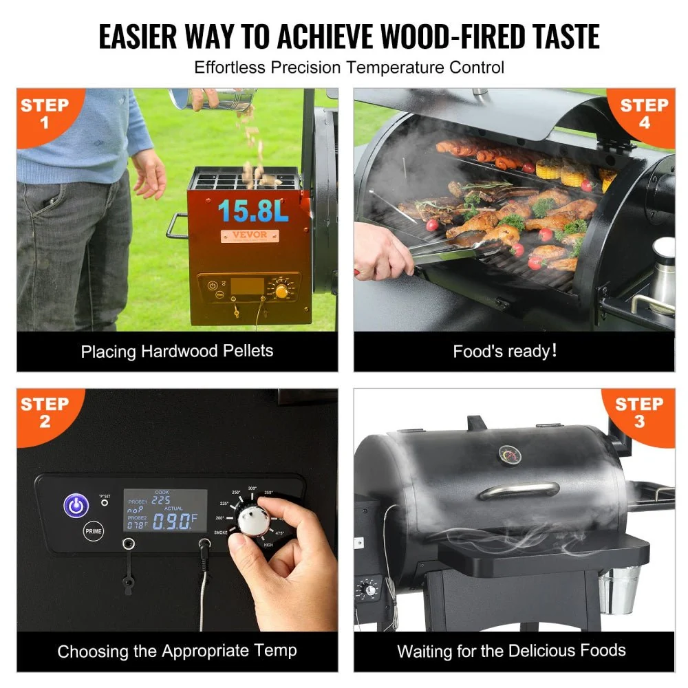 53" Heavy Duty Portable Wood Pellet BBQ Grill With Cart (93641572) - Image 8