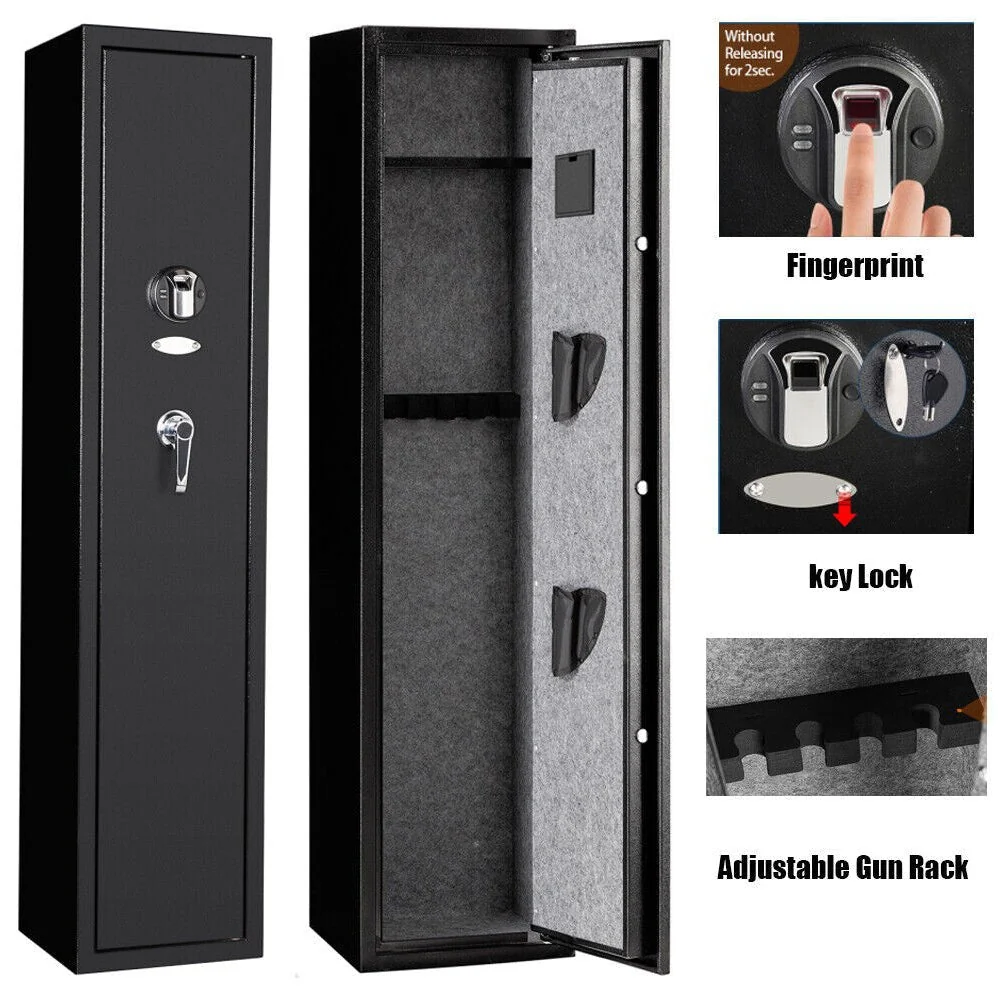 54 Inch Heavy Duty Biometric 5 Gun, Pistol & Long Rifle Security Safe W/ Removeable Shelf For Home & Office (93157284) - Image 2