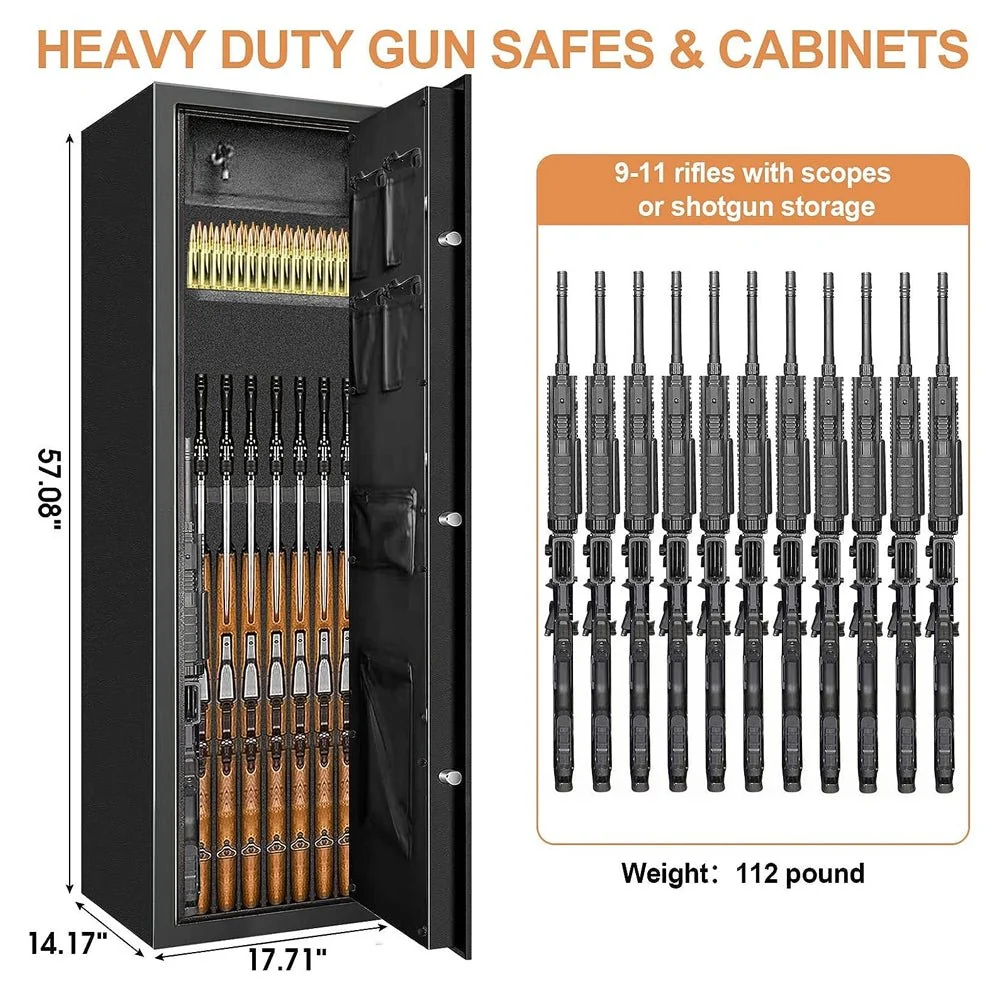 57" Heavy Duty Anti-Theft Fireproof Biometric Gun Rifle Pistol Safe For Home, 11-12 Guns (97253186) - Image 4