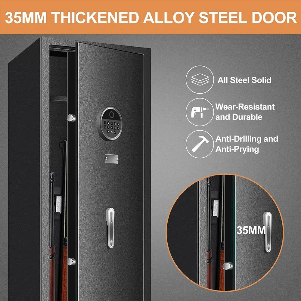 57" Heavy Duty Anti-Theft Fireproof Biometric Gun Rifle Pistol Safe For Home, 11-12 Guns (97253186) - Image 5