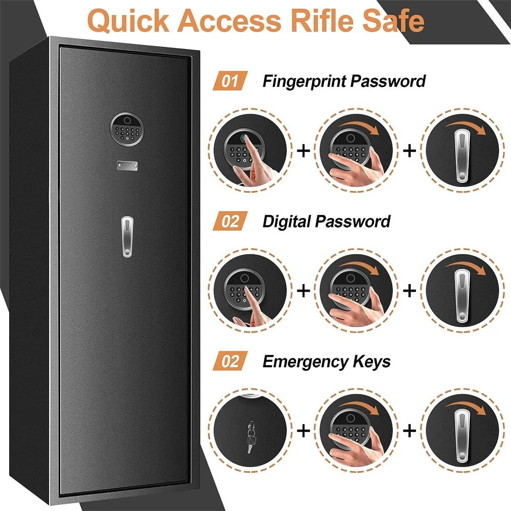 57 Inch High Capacity Extra Large Biometric Home Gun Safe W/ Inner Lockbox For Rifles & Pistols (93516472) - Image 10