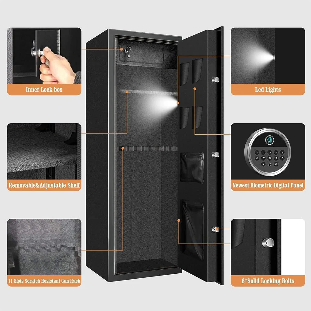 57 Inch High Capacity Extra Large Biometric Home Gun Safe W/ Inner Lockbox For Rifles & Pistols (93516472) - Image 4