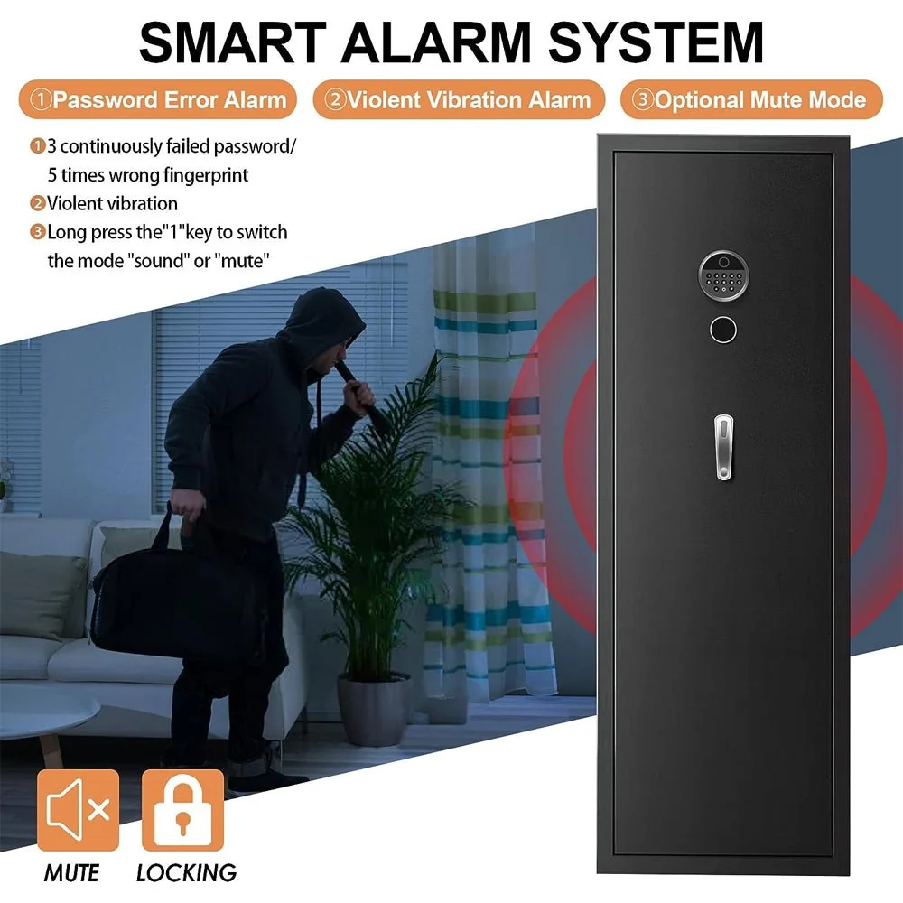 57 Inch High Capacity Extra Large Biometric Home Gun Safe W/ Inner Lockbox For Rifles & Pistols (93516472) - Image 6