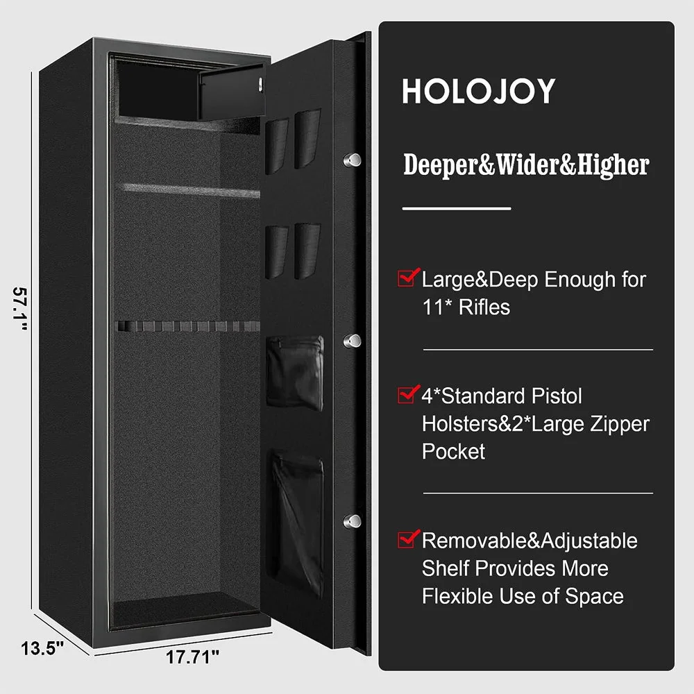 57 Inch High Capacity Extra Large Biometric Home Gun Safe W/ Inner Lockbox For Rifles & Pistols (93516472) - Image 8