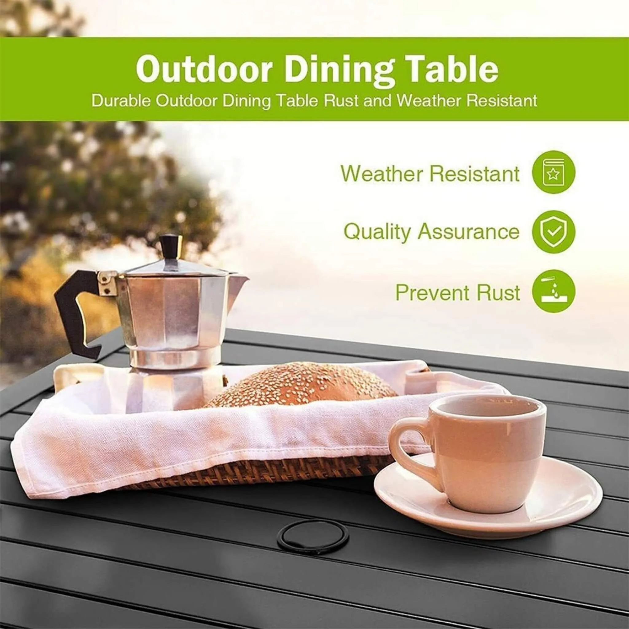 5PCS Outdoor Patio Rattan Dining Furniture Set With Swivel Armchairs (91823705) - Image 10