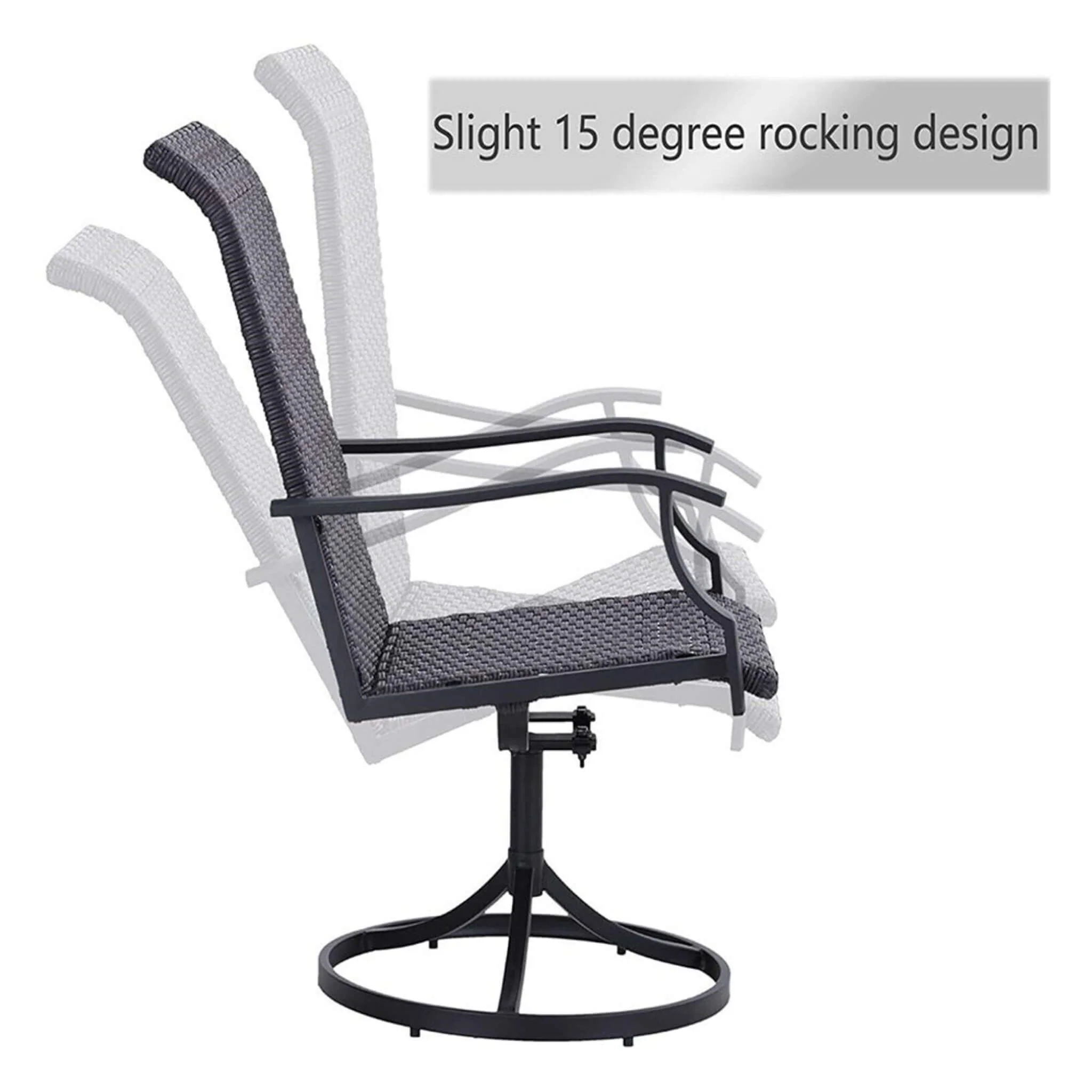 5PCS Outdoor Patio Rattan Dining Furniture Set With Swivel Armchairs (91823705) - Image 7
