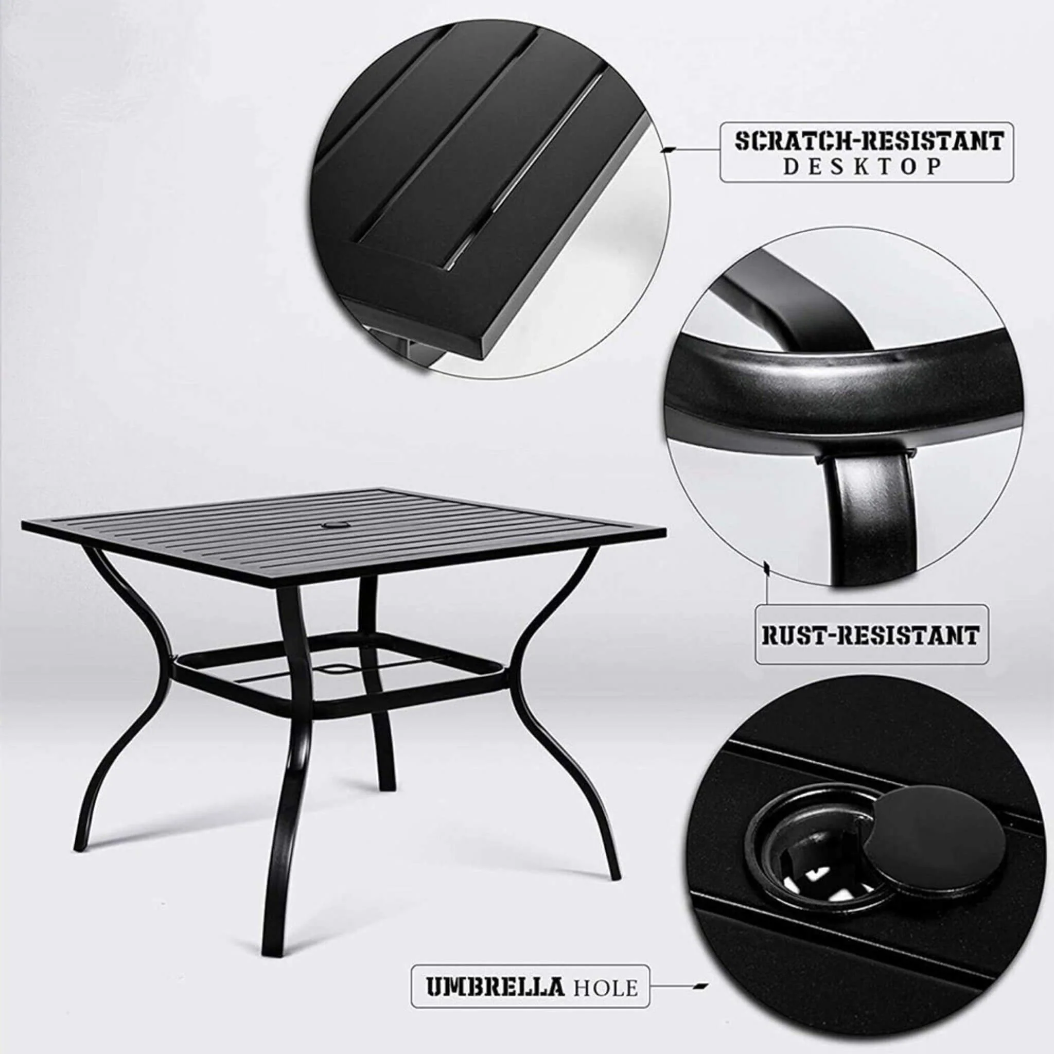 5PCS Outdoor Patio Rattan Dining Furniture Set With Swivel Armchairs (91823705) - Image 9