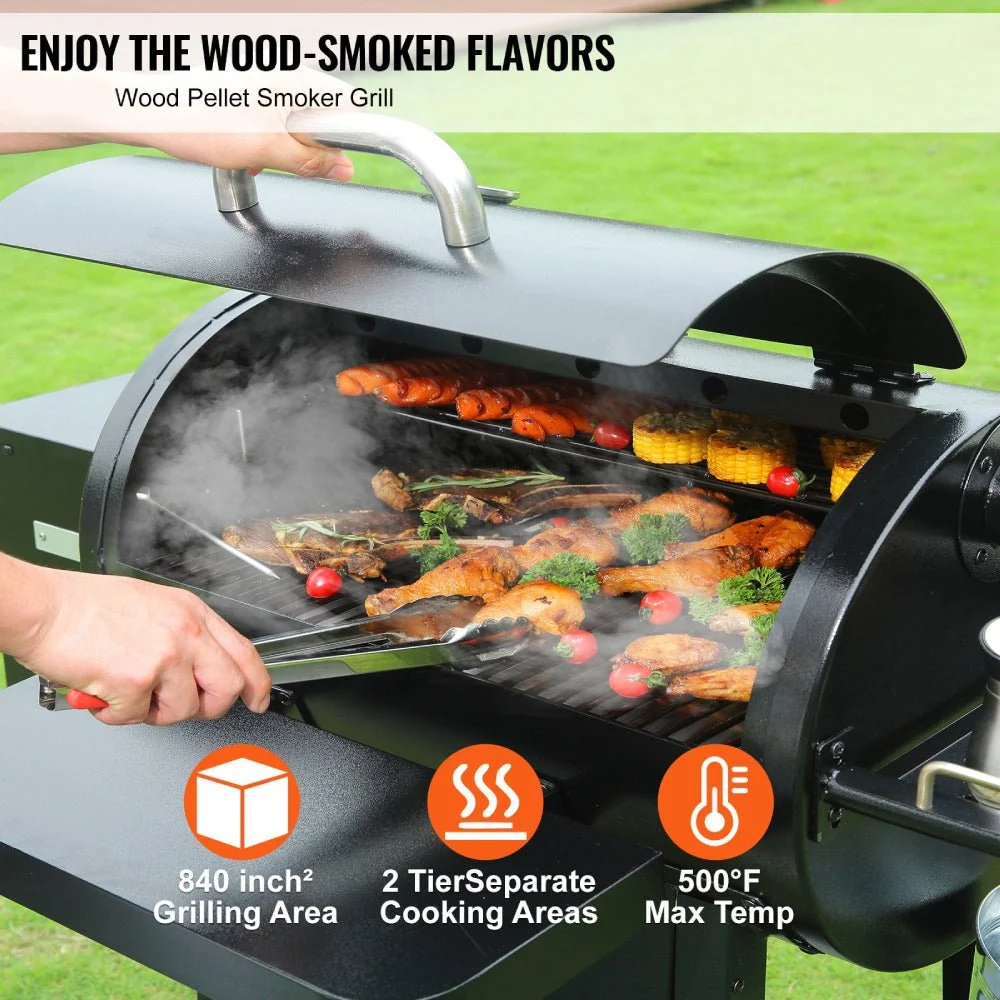 62" Heavy Duty Portable Wood Pellet BBQ Grill With Cart - Image 3
