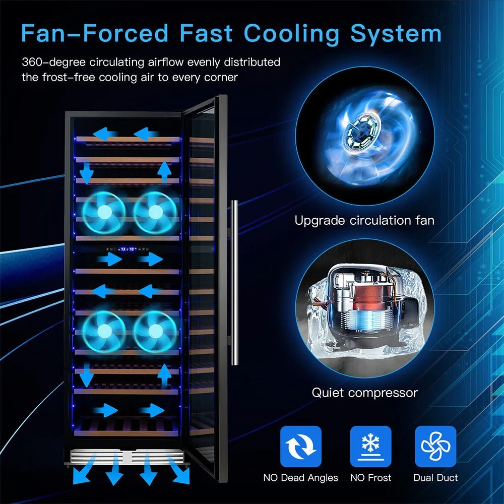 67" Large Freestanding Dual Zone Wine Bottle Cooler Refrigerator Chiller, 154 Bottles (96410372) - Image 5