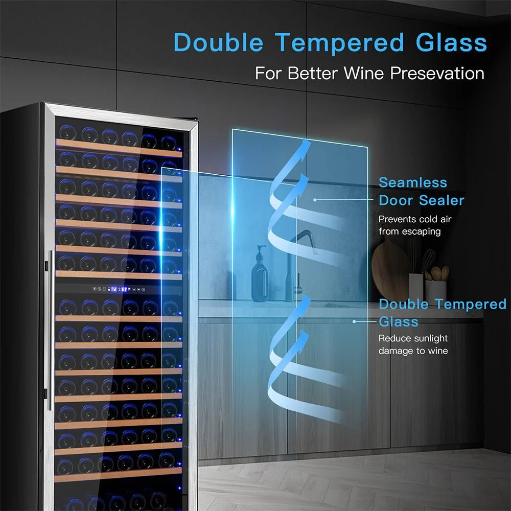 67" Large Freestanding Dual Zone Wine Bottle Cooler Refrigerator Chiller, 154 Bottles (96410372) - Image 7