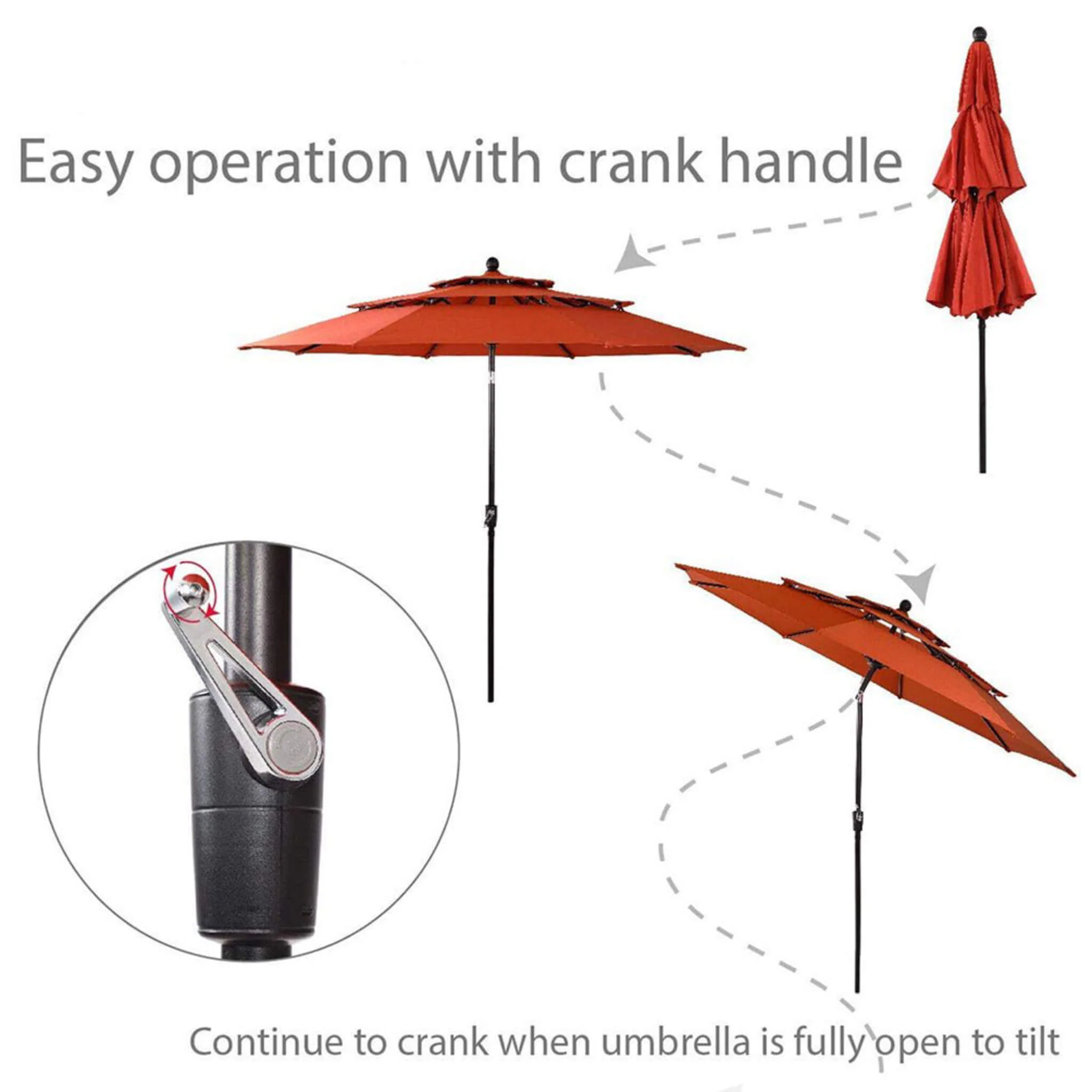 6PCS Outdoor Patio Bar Set Dining Table With Umbrella & Swivel Bar Stools - Umbrella Base NOT included (97053218) - Image 15