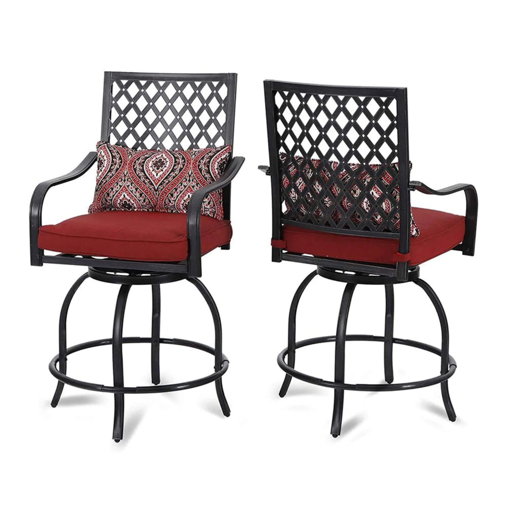 6PCS Outdoor Patio Bar Set Dining Table With Umbrella & Swivel Bar Stools - Umbrella Base NOT included (97053218) - Image 5
