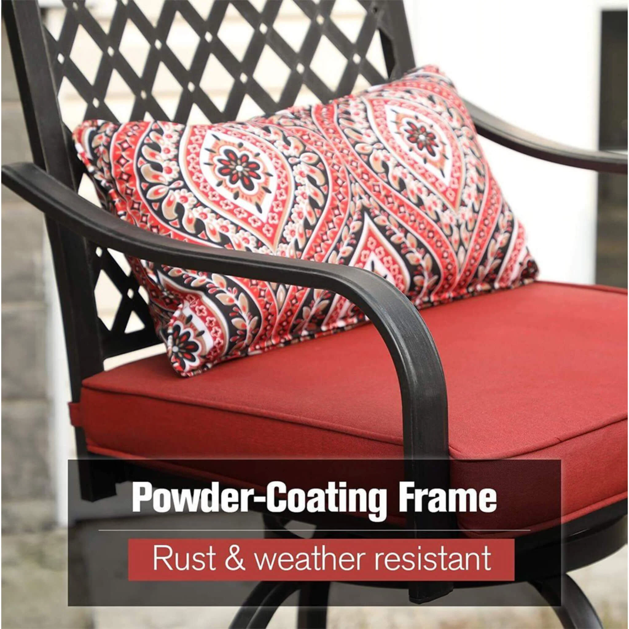 6PCS Outdoor Patio Bar Set Dining Table With Umbrella & Swivel Bar Stools - Umbrella Base NOT included (97053218) - Image 6